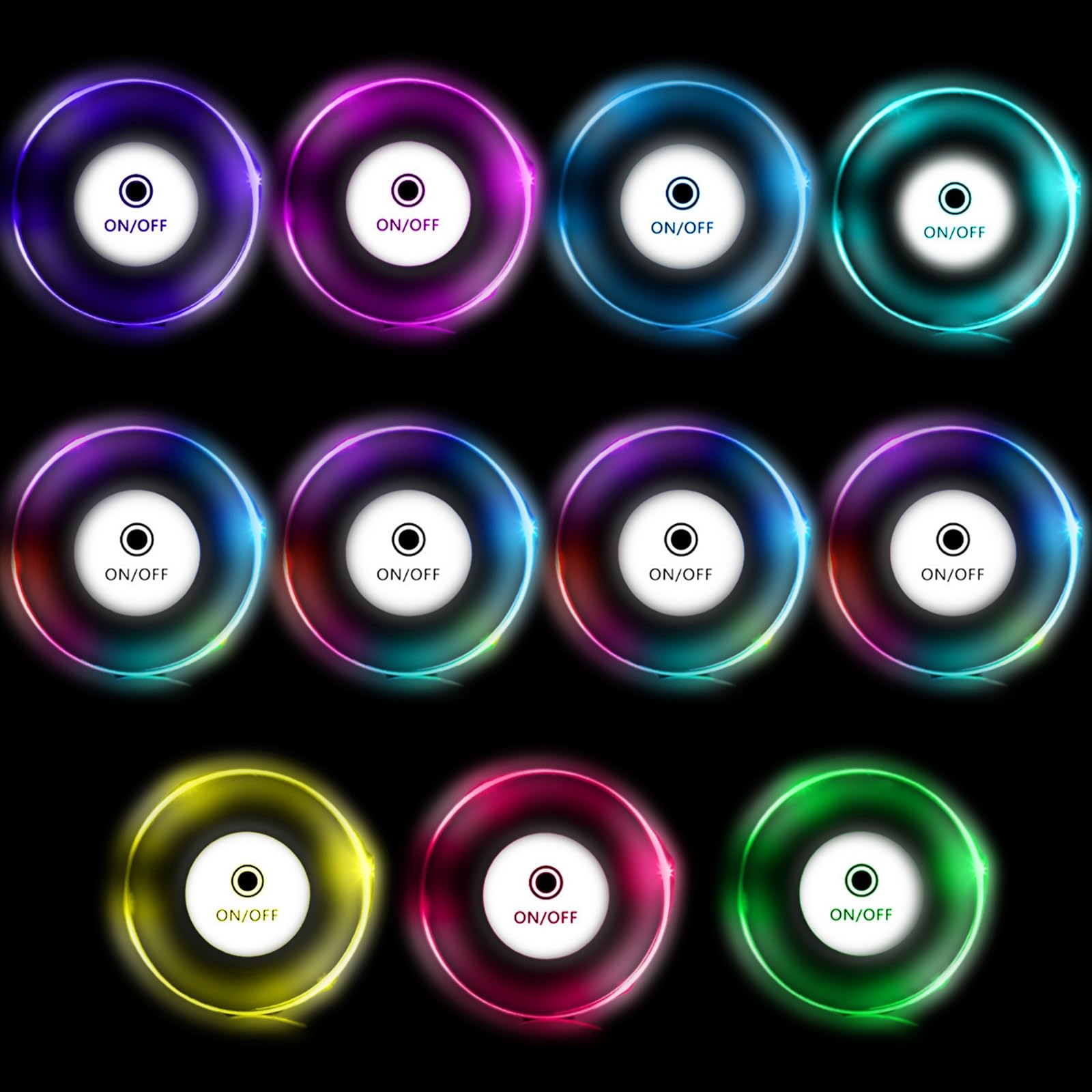 Dessous de verre LED acrylique ronds avec 7 modes de couleur