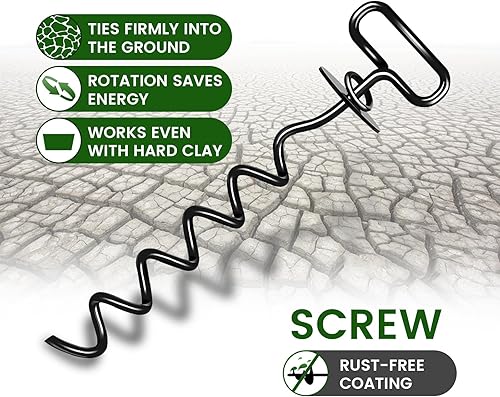 Miniatura 5 de Estaca para perro, amarre y estacas resistentes para perros (140 libras), estaca de patio para perros, fácil instalación, adecuada para patio,