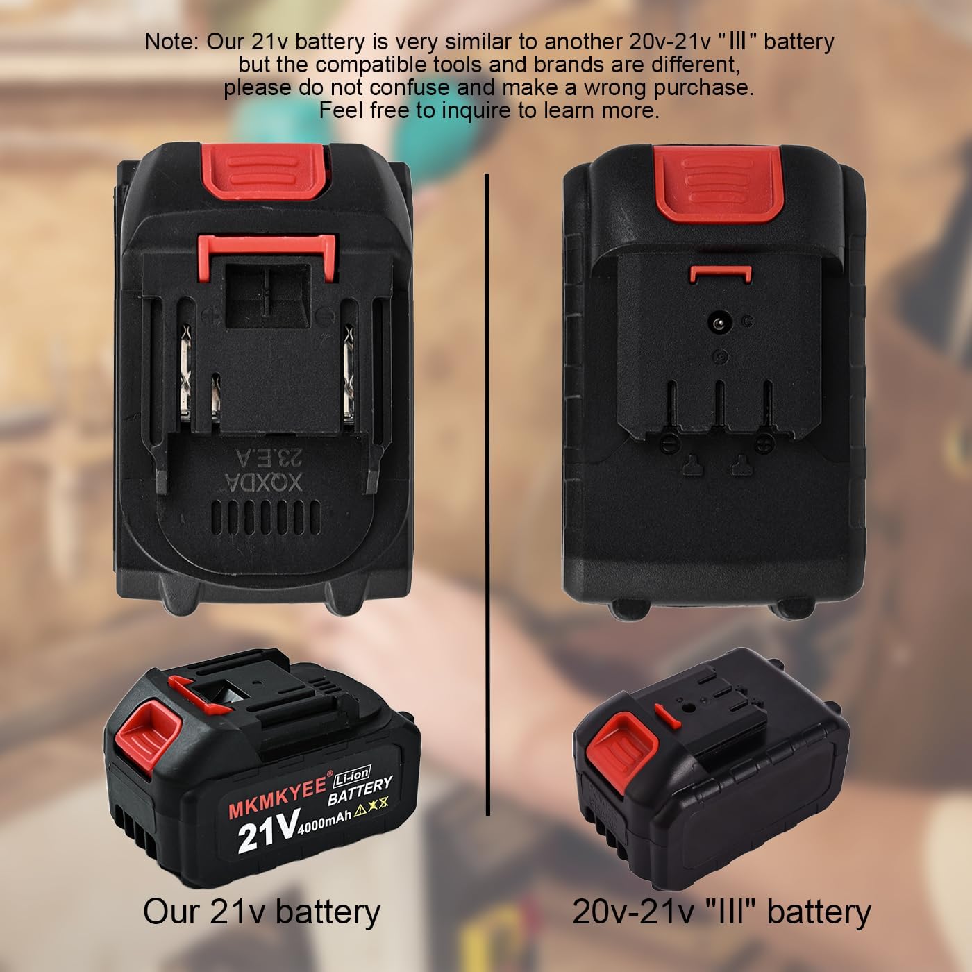 21V Lithium Battery and Charger Cord, 4.0 Ah Battery with Charger Adapter Led Indicator Compatible for Cordless Tiller Cultivator - Image 6