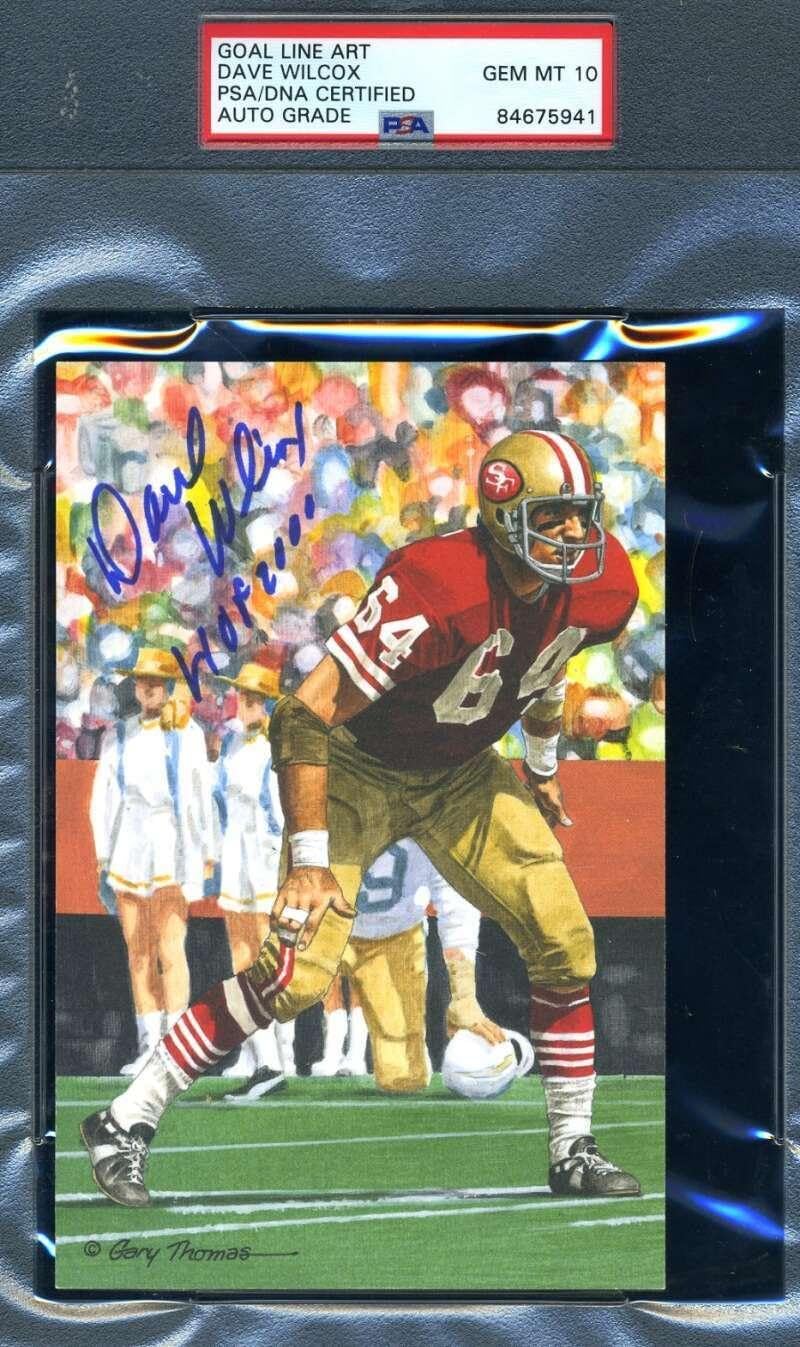 Dave Wilcox Gem Mint 10 PSA DNA Slabbed Signed Goal Line Autograph GLAC - Football Slabbed Autographed Cards
