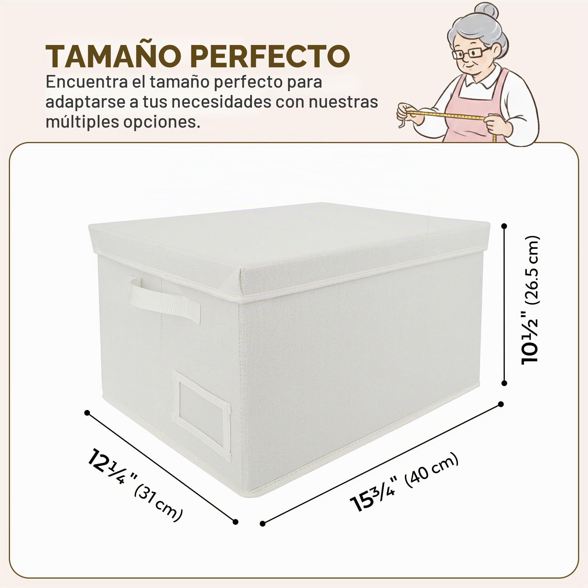GRANNY SAYS Contenedores de tela con tapas, organizador de estantes para armario, color blanco perla, paquete de 3