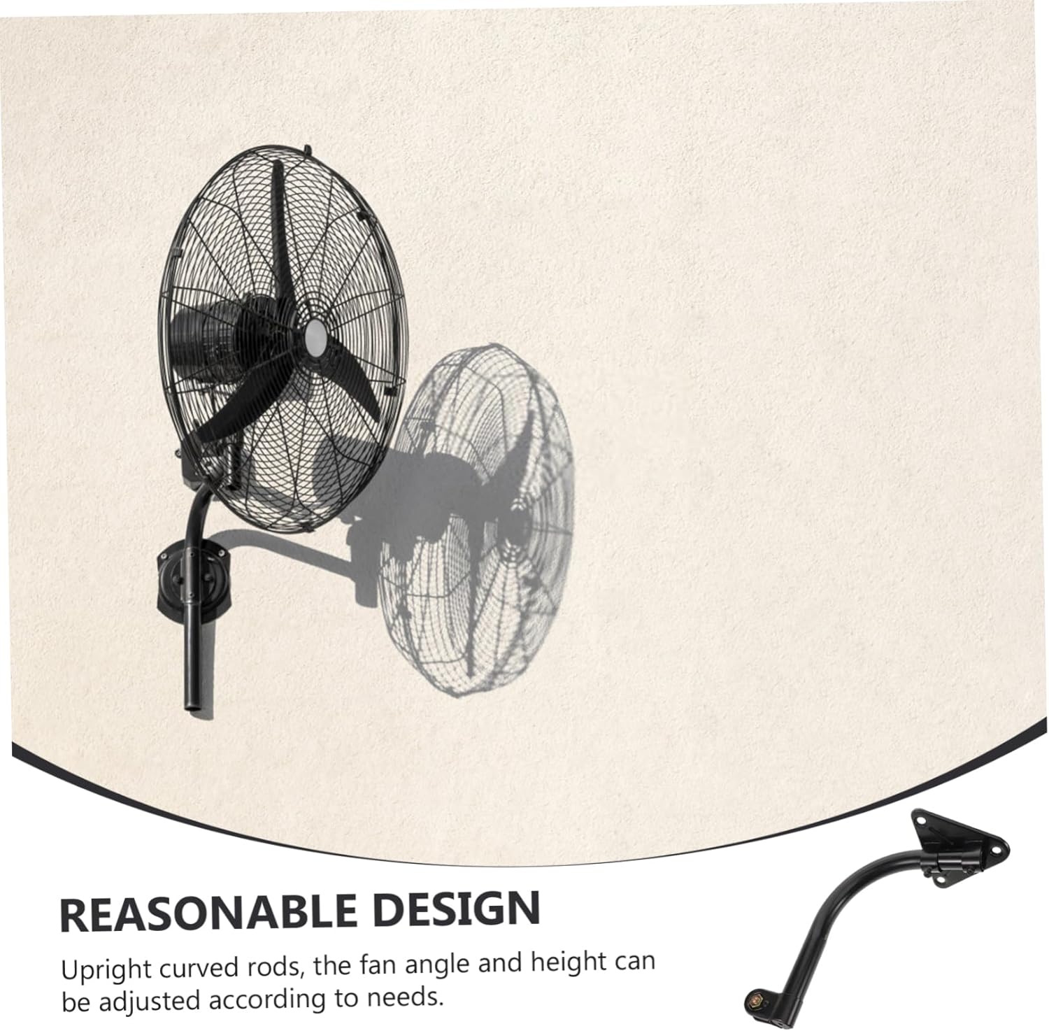 1set Wall-mounted Fan Bracket Sturdy Iron Support for Electric Fans Heavy-duty Curved Design for Secure Installation Homes Offices Industrial Spaces