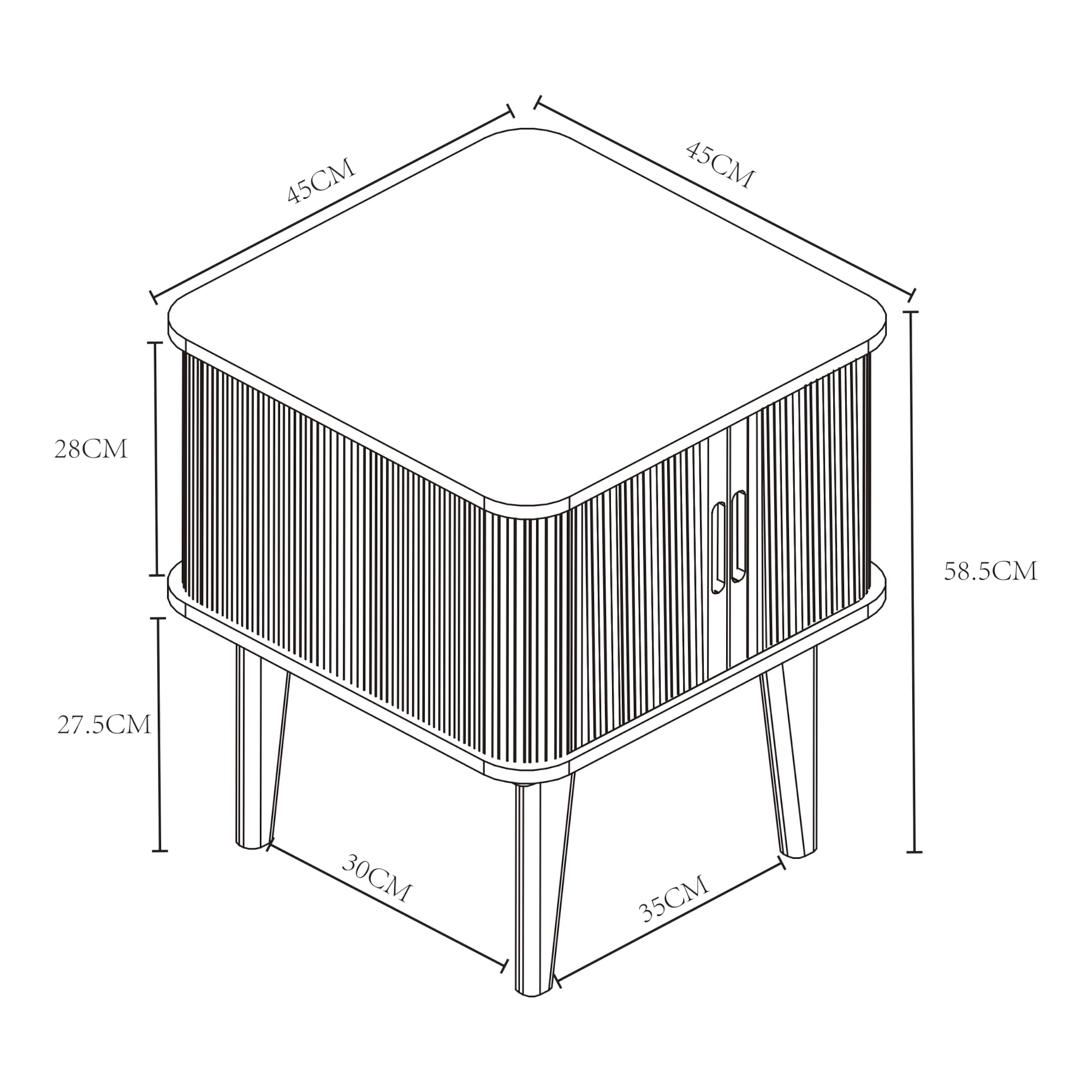 [en.casa] Table d'Appoint Design Scandinave Table de Nuit Chevet Bout de Canapé Table Basse avec Portes Coulissantes Compartiment de Rangement Salon Chambre Bambou 59 x 45 x 45 cm Naturel Blanc Crème