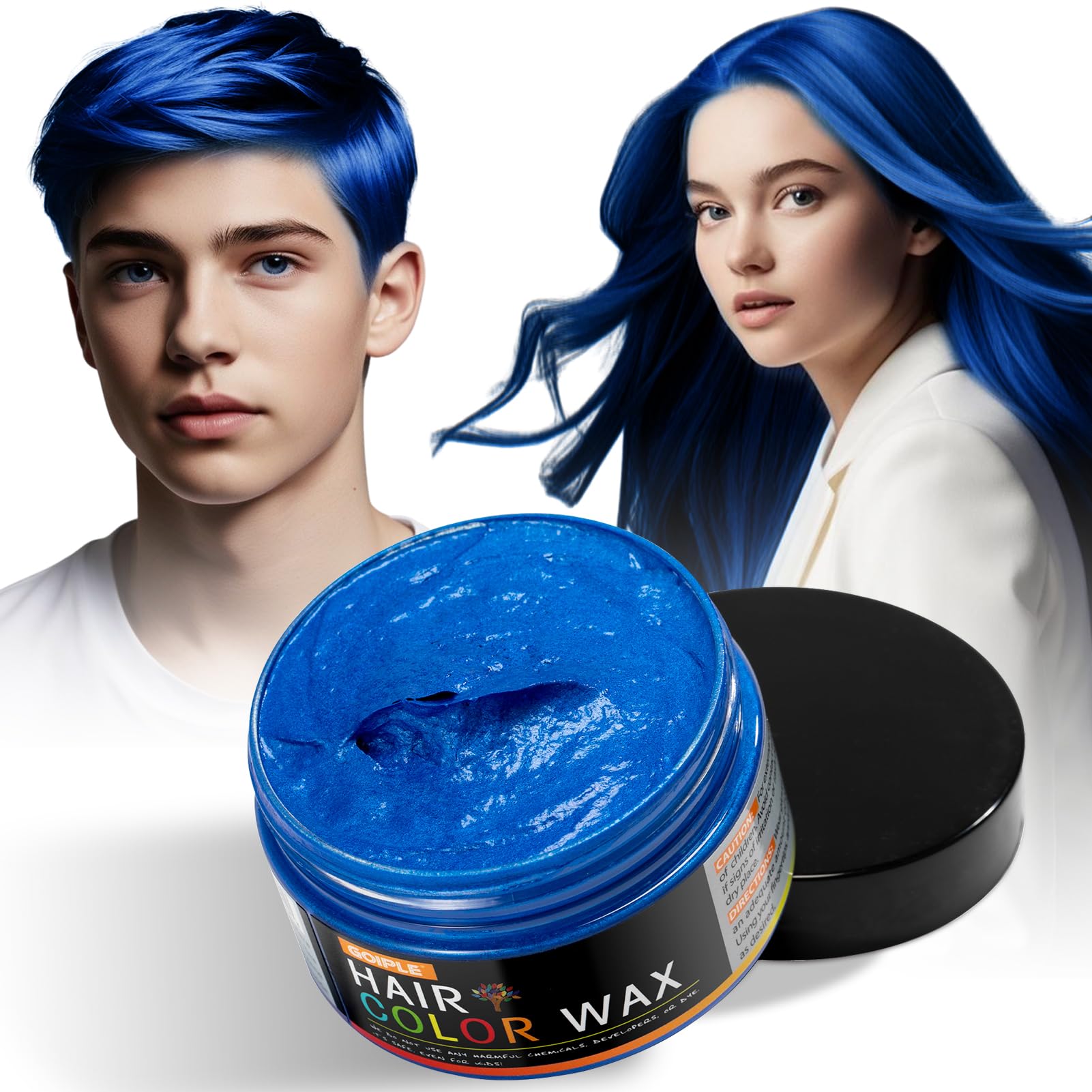 Blue Temporary Hair Color Wax Natural Hair Color Wax for Cosplay, Masquerade & Festivals Party – Easy Wash-Out Styling Pomade with Instant Results and Long-Lasting Hold
