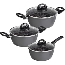 Bateria De Cocina El Volcan Stoneline Ceramic - Batería de cocina (6 piezas, revestimiento de cerámica, apta para inducción)