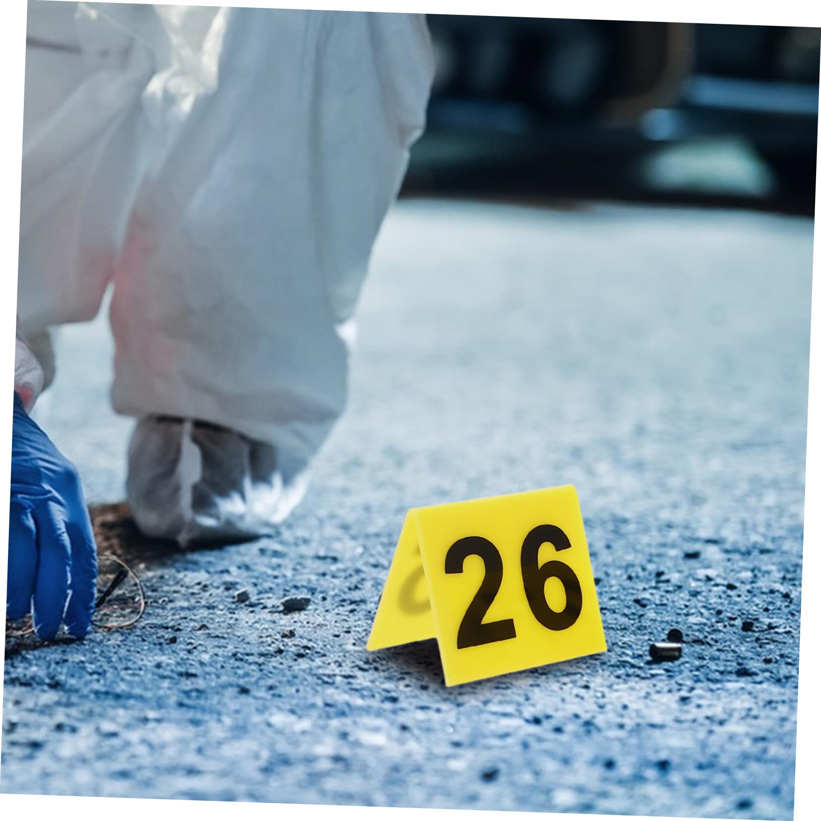10piezas Marcadores De Evidencia Acrílicos para Escena del Crimen Números Triangulares Señalización para Mesa Resistente y Práctica Decoración Temática para Fiestas