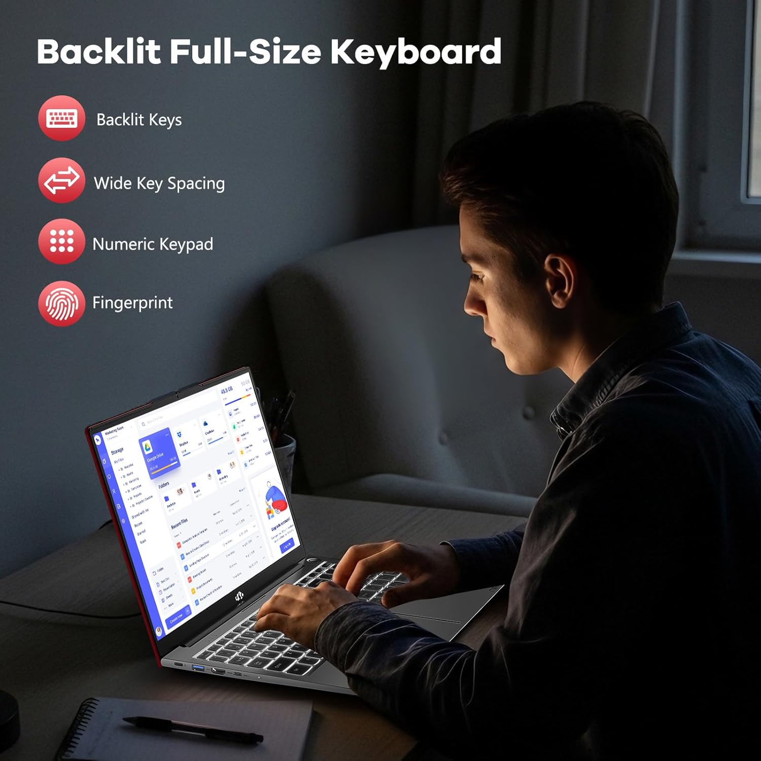 NIMO 15.6 Inch Laptop, i5-12450H 8-Core H-Series Processor (Beats i7-11800H), 16GB RAM 512GB SSD, Backlit Keyboard, Fingerprint Reader, 100W USB-C Fast Charging, WiFi 6, FHD IPS Display