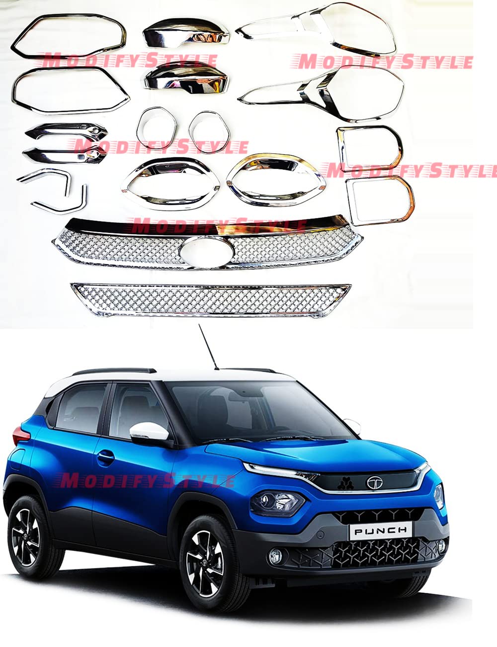 ModifyStyle Exterior Chrome Accessories Combo Kit with Front Grill ...