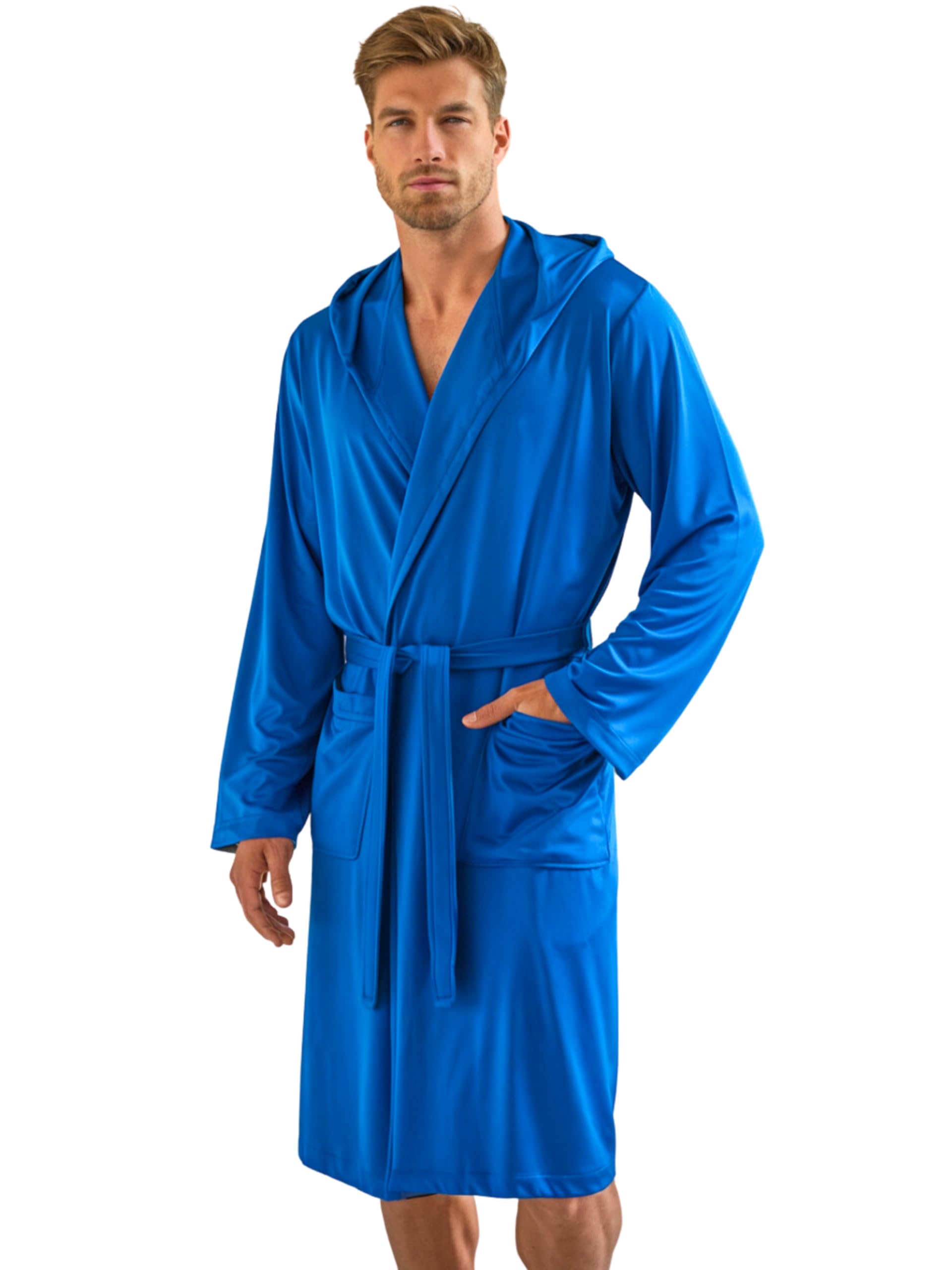 o-day Badjas voor heren, microvezel, premium badjas voor dames, microvezel, ruimtebesparend, voor reizen, zwembad, fitnessstudio, zachte badjas, uniseks, microvezel 2.0, Royal Blauw, L
