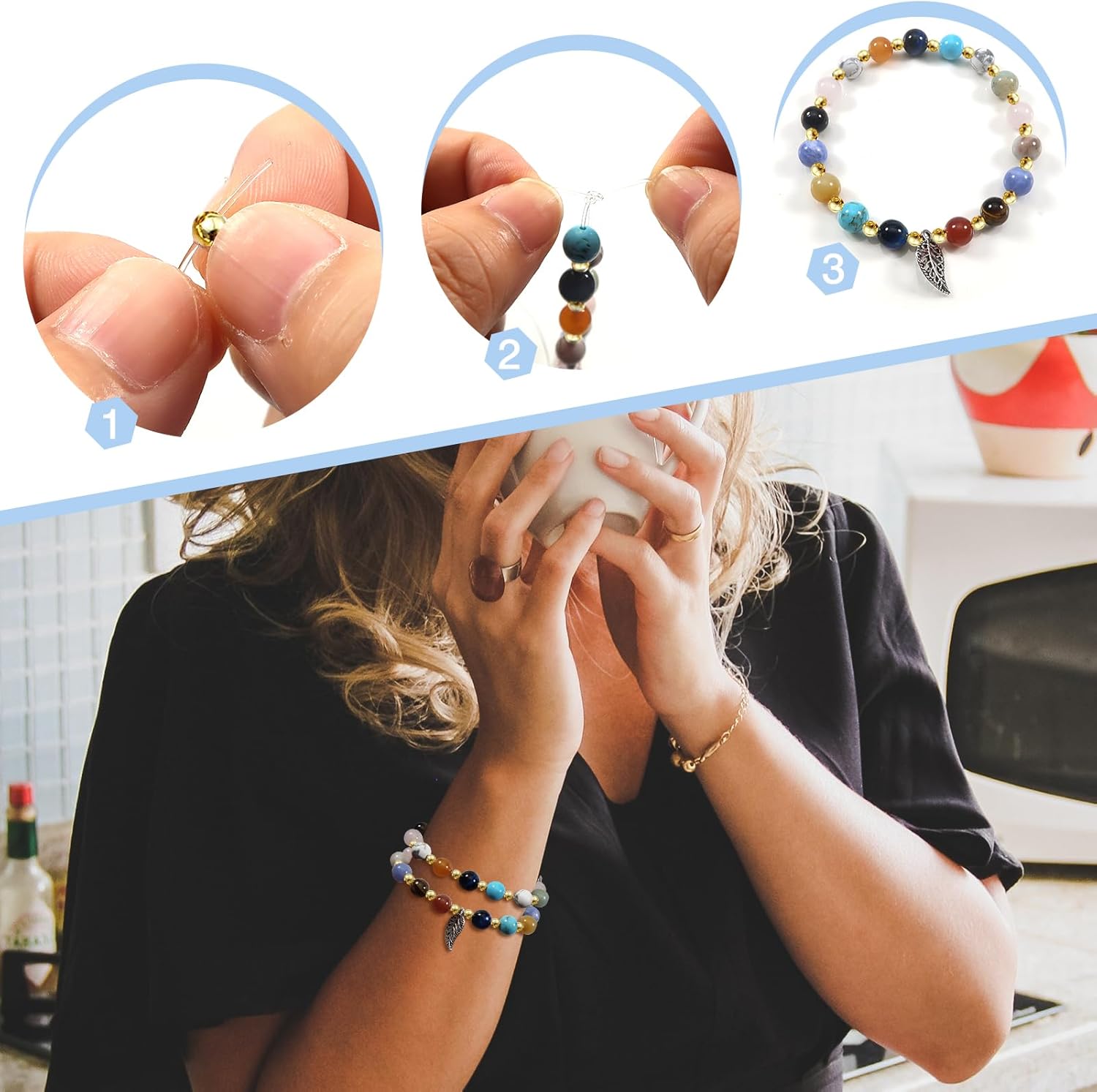 TOAOB 500pcs 18K Gold Filled Beads for Bracelets 3mm Round Smooth Spacer Mini Brass Beads for DIY Crafts Jewelry Making - Image 6