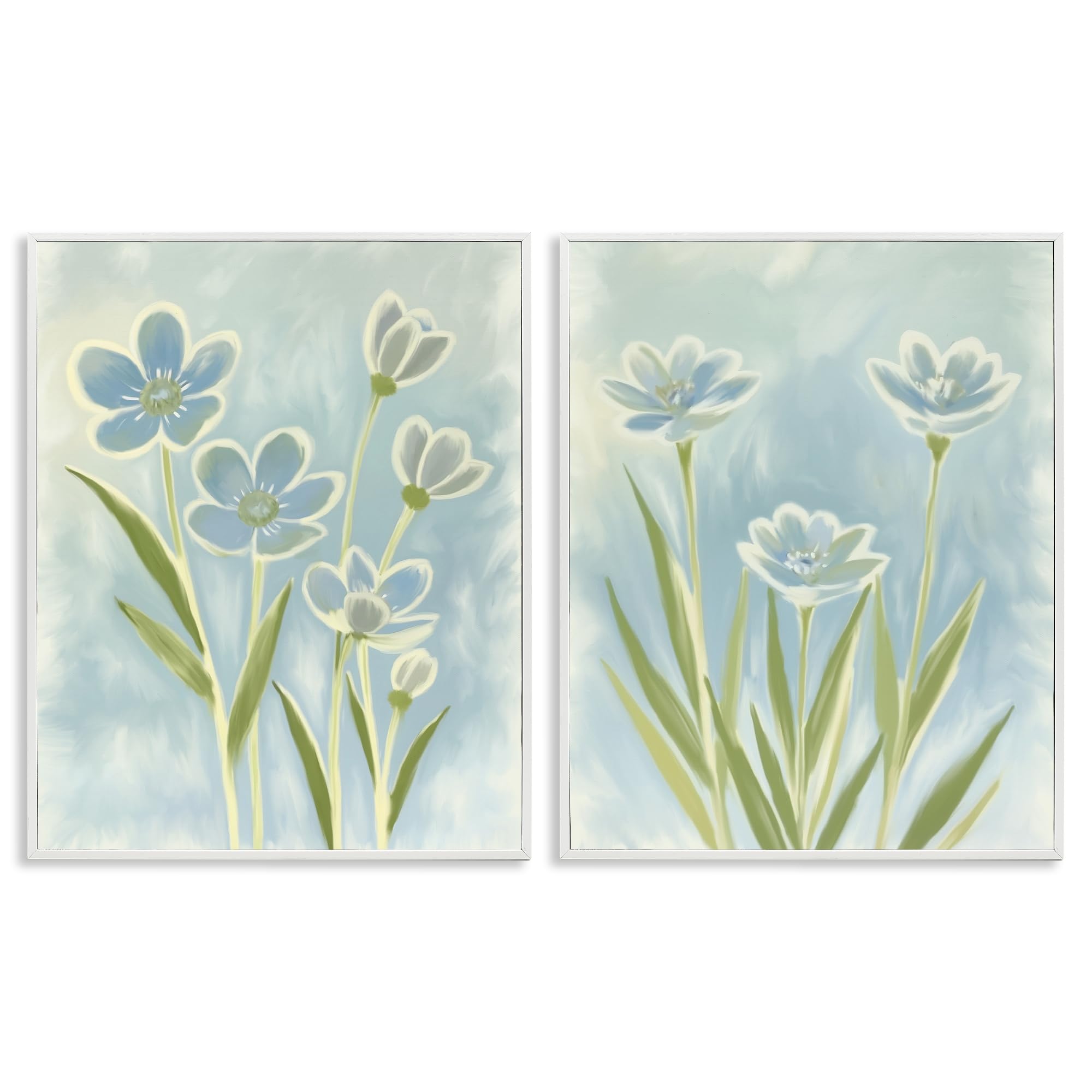 Stupell Industries Contoured Blue Petals 'Contoured Blue Petals'| 2Pc Framed Giclee Art Set 2