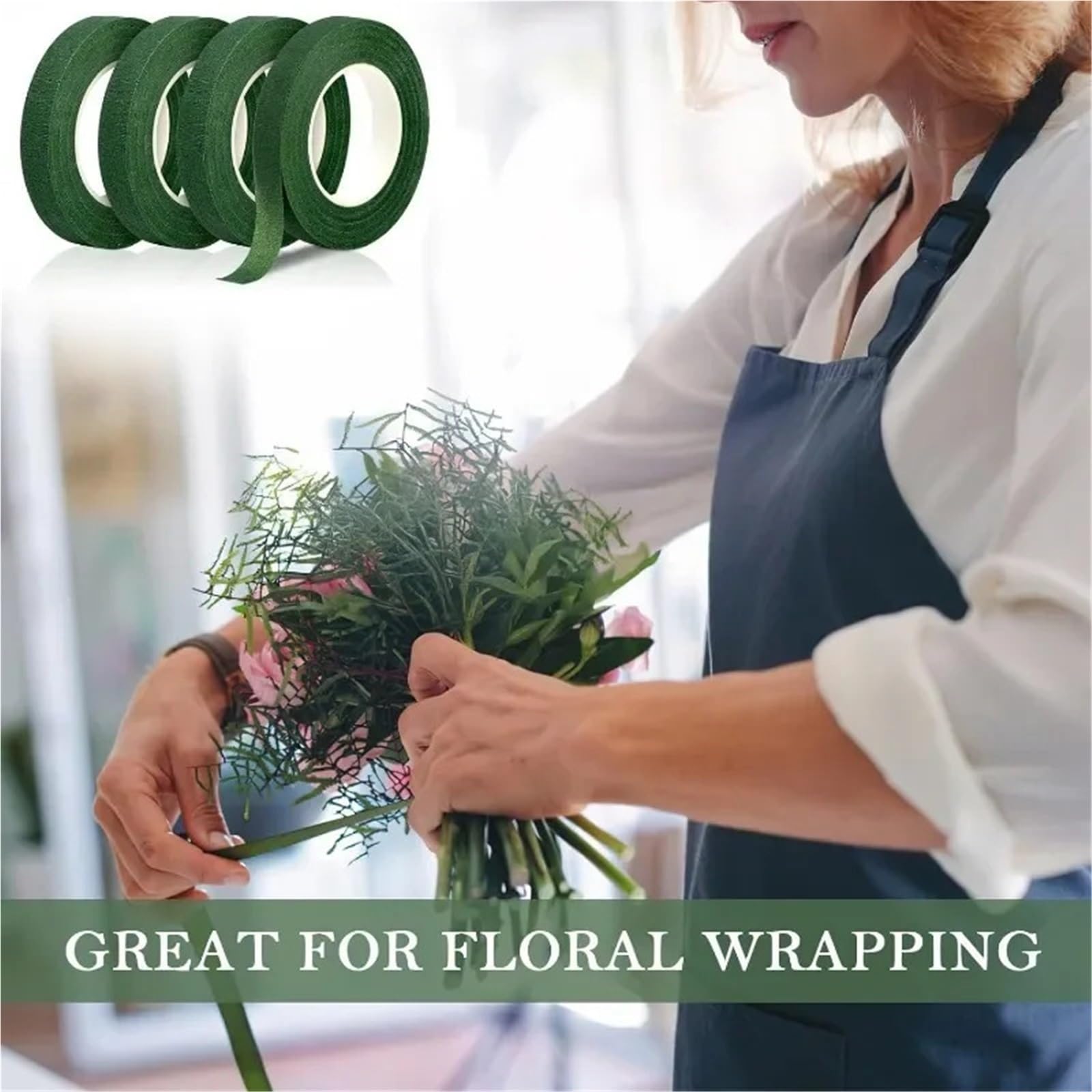 Taśma florystyczna, Florist Tape Pack Of 20 Dark Green meters x 7 cm