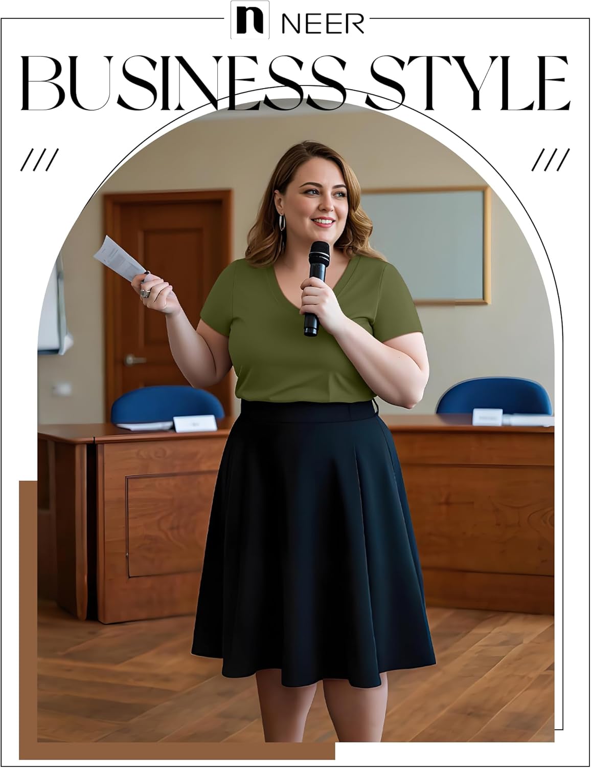 Neer 3 Pack Women's Plus Size T Shirts Short Sleeve V Neck Tops Solid Flat Hem Basic Loose Causal Tees - Image 3