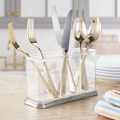 Miniatura 2 de mDesign Hyde Collection - Organizador de plástico para utensilios de cocina, organizador de almacenamiento para encimera de cocina, capacidad para