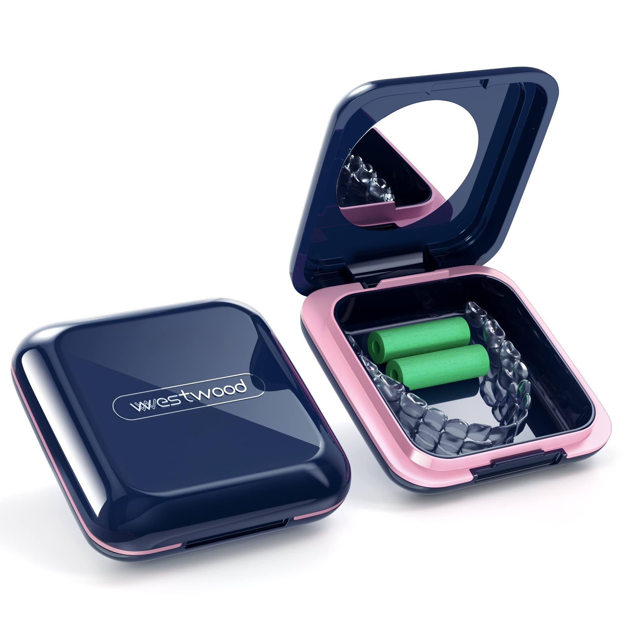 Buy Retainer Case with Mirror, Slim Aligner Case Night Mouth Guard Case