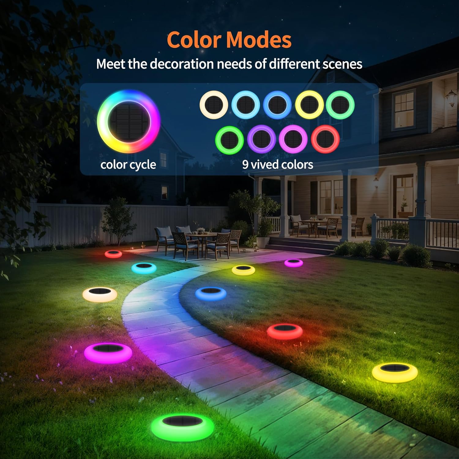 intelamp Solar Lights Outdoor Waterproof, 6Pack Color Changing Solar Lights Remote Control Pathway Light for Yard Lawn Patio Landscape Walkway Pool Christmas Decoration