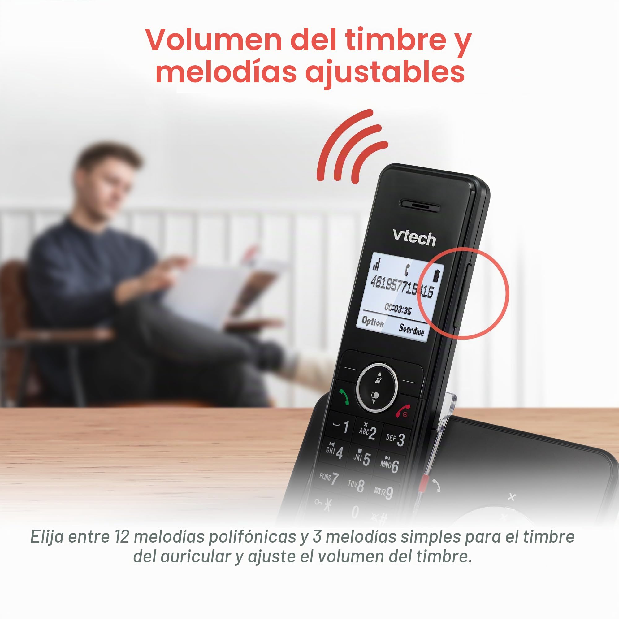 VTech MS3050 - Teléfono Fijo Inalámbrico DECT Con Bloqueo de Llamadas, Contestador, Identificación de Llamada, Amplificador de Volumen, Altavoz Manos Libres y Marcación Rápida