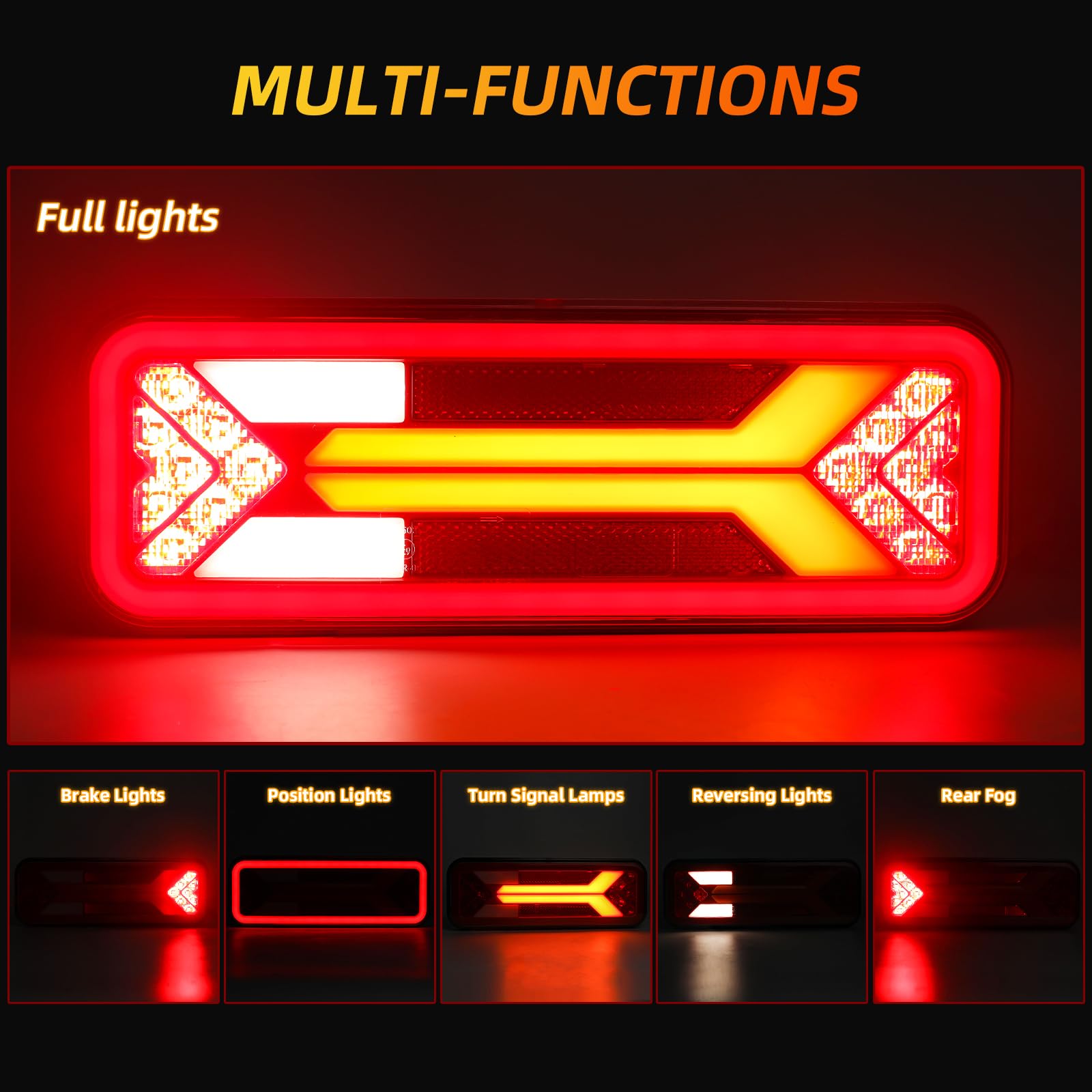 Fanali Posteriori Rimorchio, Fanali Posteriori Universali da 12V 24V DC, Illuminazione per Rimorchi per Camper e Camion Certificati E9 per il Traffico Stradale