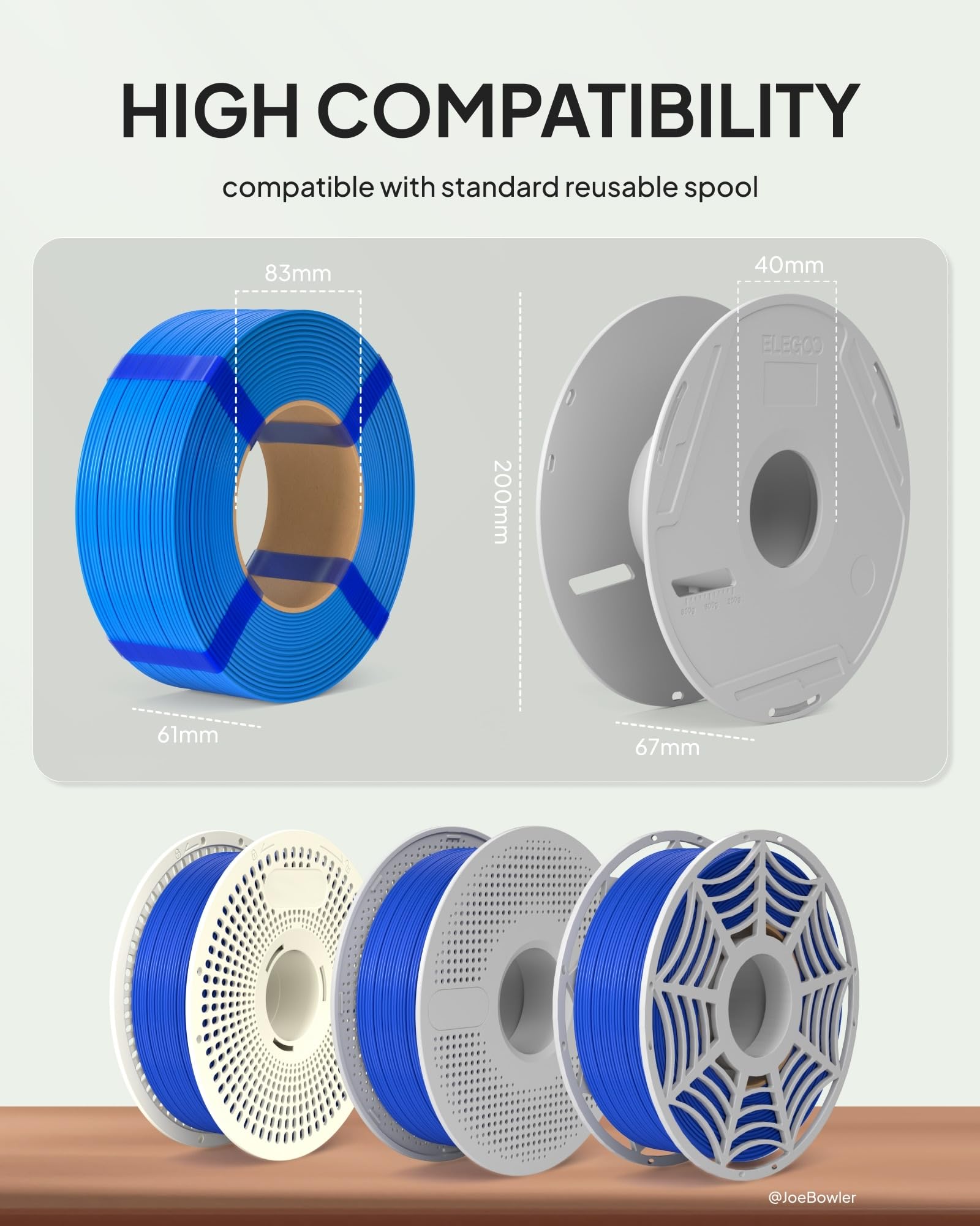 ELEGOO PLA Basic Refill Filament 1,75 mm czarny biały szary czerwony 4 kg | Filament do druku 3D bez szpulki, wysoka dokładność średnicy, pasuje do większości szpulek wielokrotnego użytku