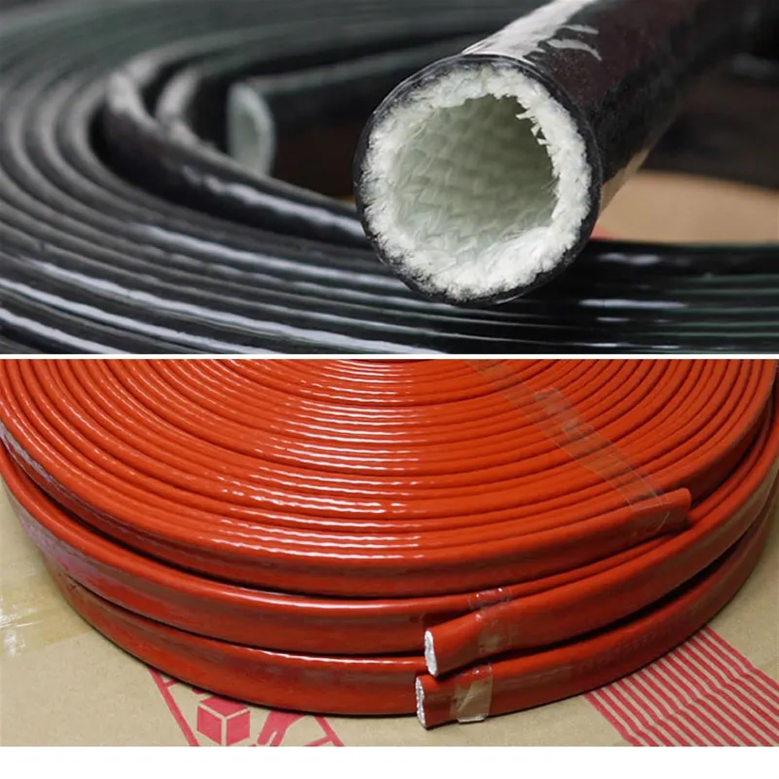 Kabelkanal 1/5 m Durchmesser, 4–30 mm, hochtemperaturbeständiges Glasfaserrohr, mit Silikonharz beschichtete, aus Glasfaser geflochtene, feuerfeste Hülse(Black,20MM_5 Meters)