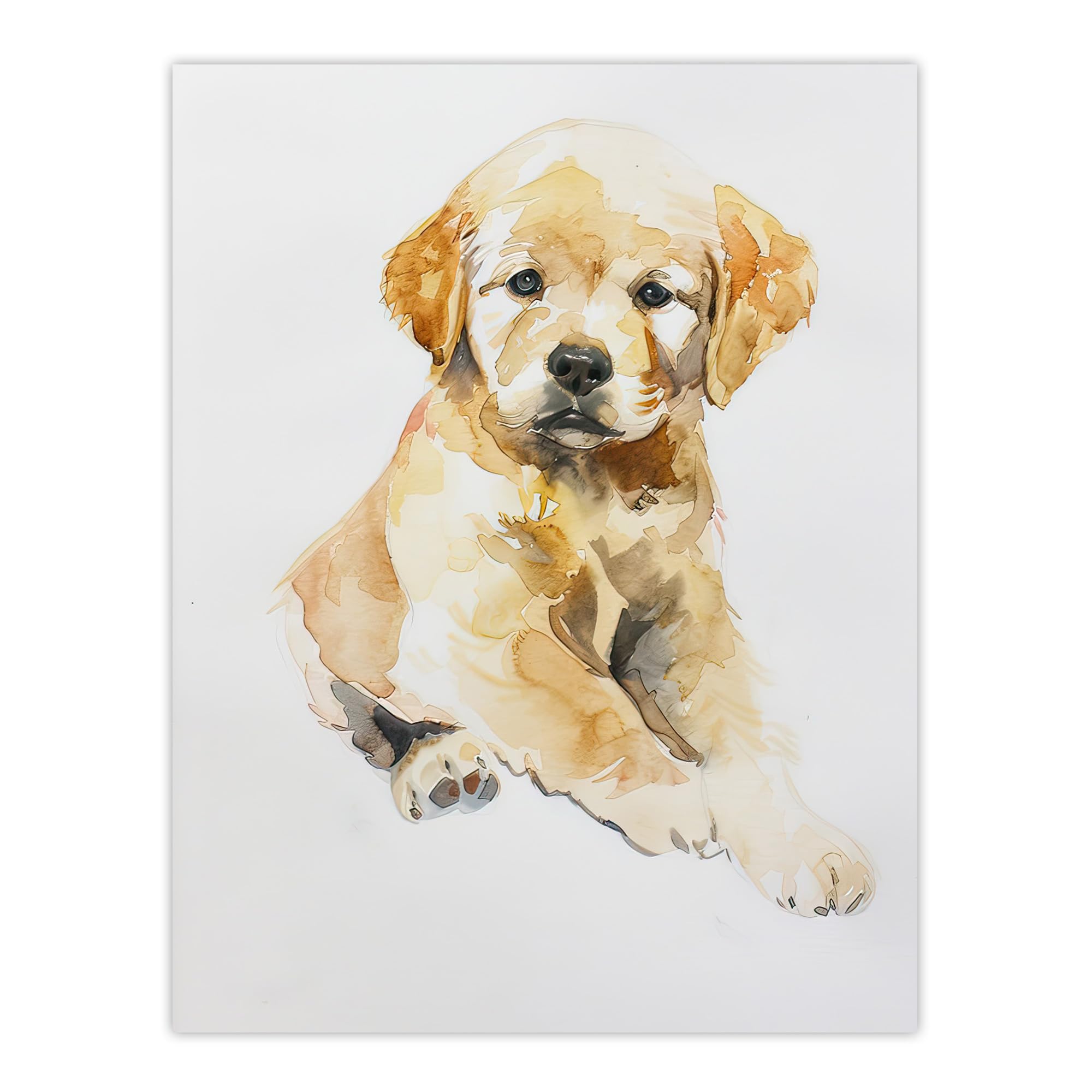 Artery8 Cute Golden Retriever Puppy Dog Lover Watercolour Kids Bedroom Nursery Extra Large XL Wall Art Poster Print