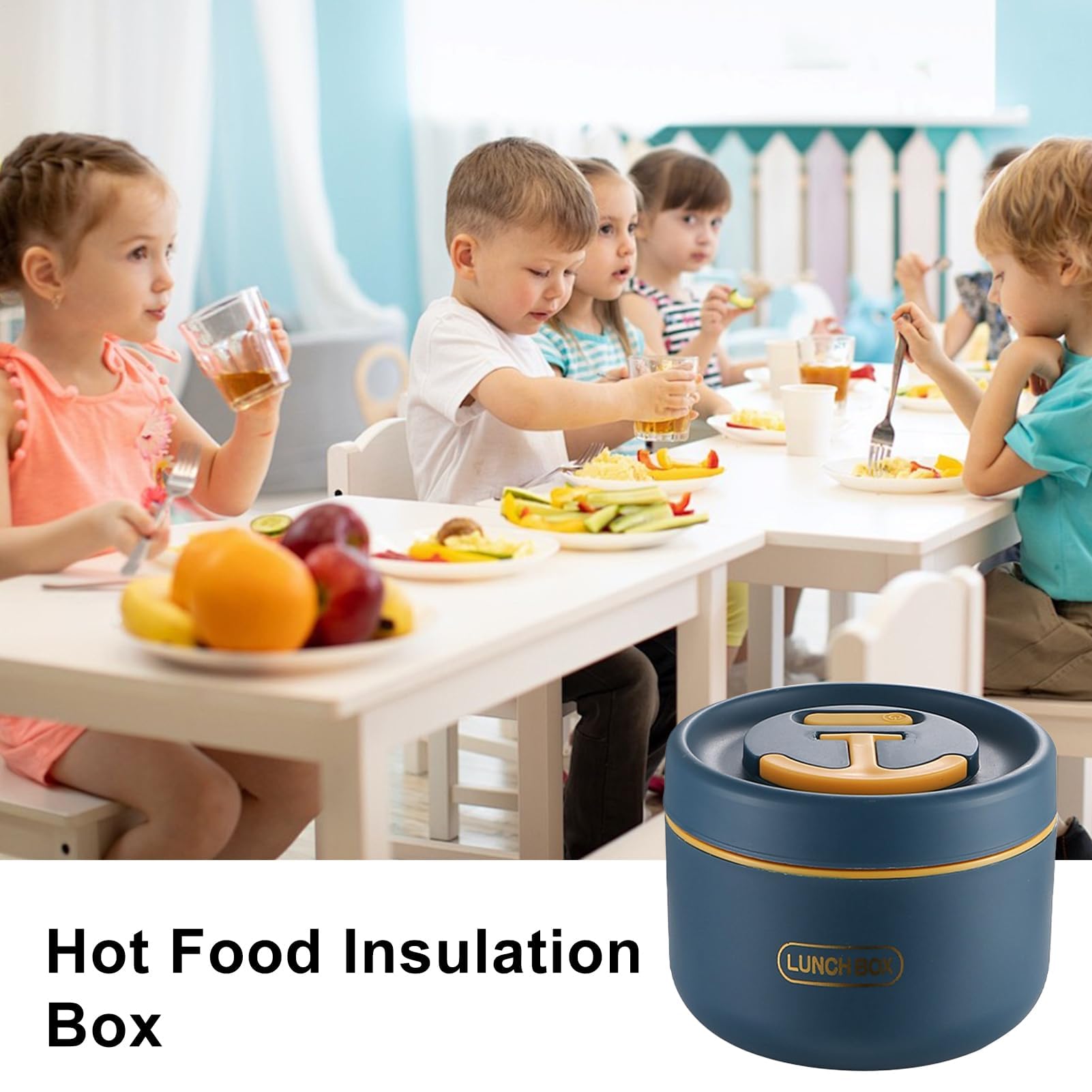 Lonchera aislada, contenedor térmico de acero inoxidable de 650 ml, a prueba de fugas y portátil para comidas calientes y frías, ideal para la escuela, picnic y guardería