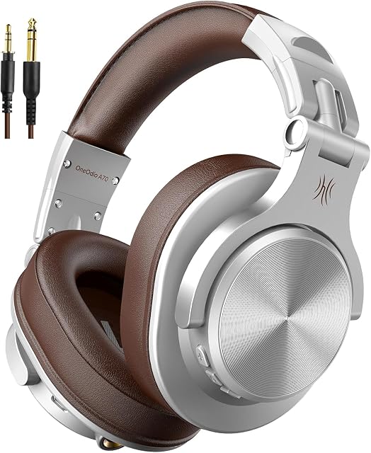 OneOdio A70 Écouteurs Bluetooth sur oreille Fusion avec 72H Temps de jeu, Studio DJ Casques avec porte de partage, casques d'enregistrement filaires et sans fil avec son stéréo pour guitare pour piano électrique AMP