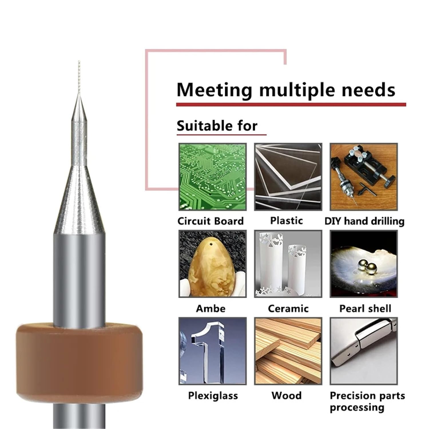 Mini Drill Bit Set 50pcs 0.25 0.3 0.35 0.4 0.45mm 1/8'' Shank PCB Drill Bit for Printed Circuit Board Hole Drilling Tool