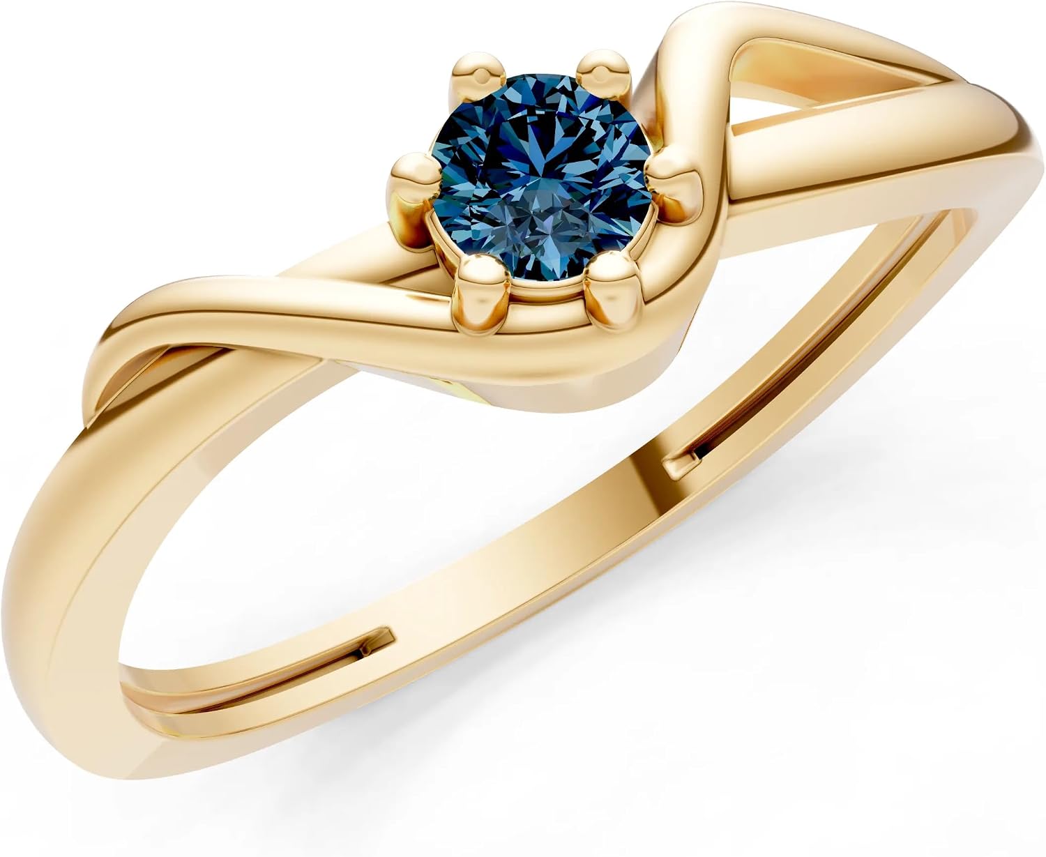 PEORA Round Cut Alexandrite Stackable Band Available in Solid 10K, 14K or 18K Ring – White, Yellow or Rose Gold