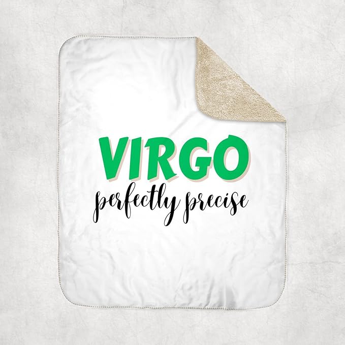 3dRose Zodiac Sign - Virgo - Perfectly Precise Text Sherpa Lined Blanket