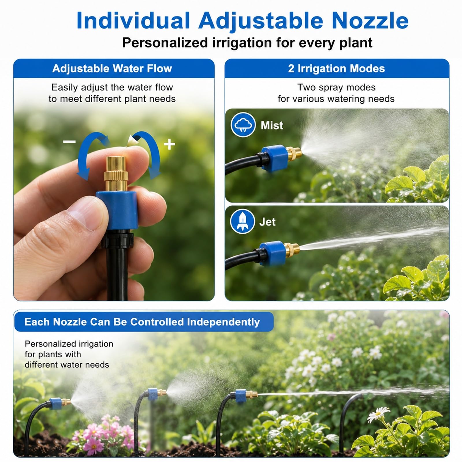 Systems di Irrigazione Automatica per Prati, Alberi E Aiuole | Kit Completo Universale Ultra-resistente E Anti-UV, Con Gocciolatori Rimovibili(50m/164ft)
