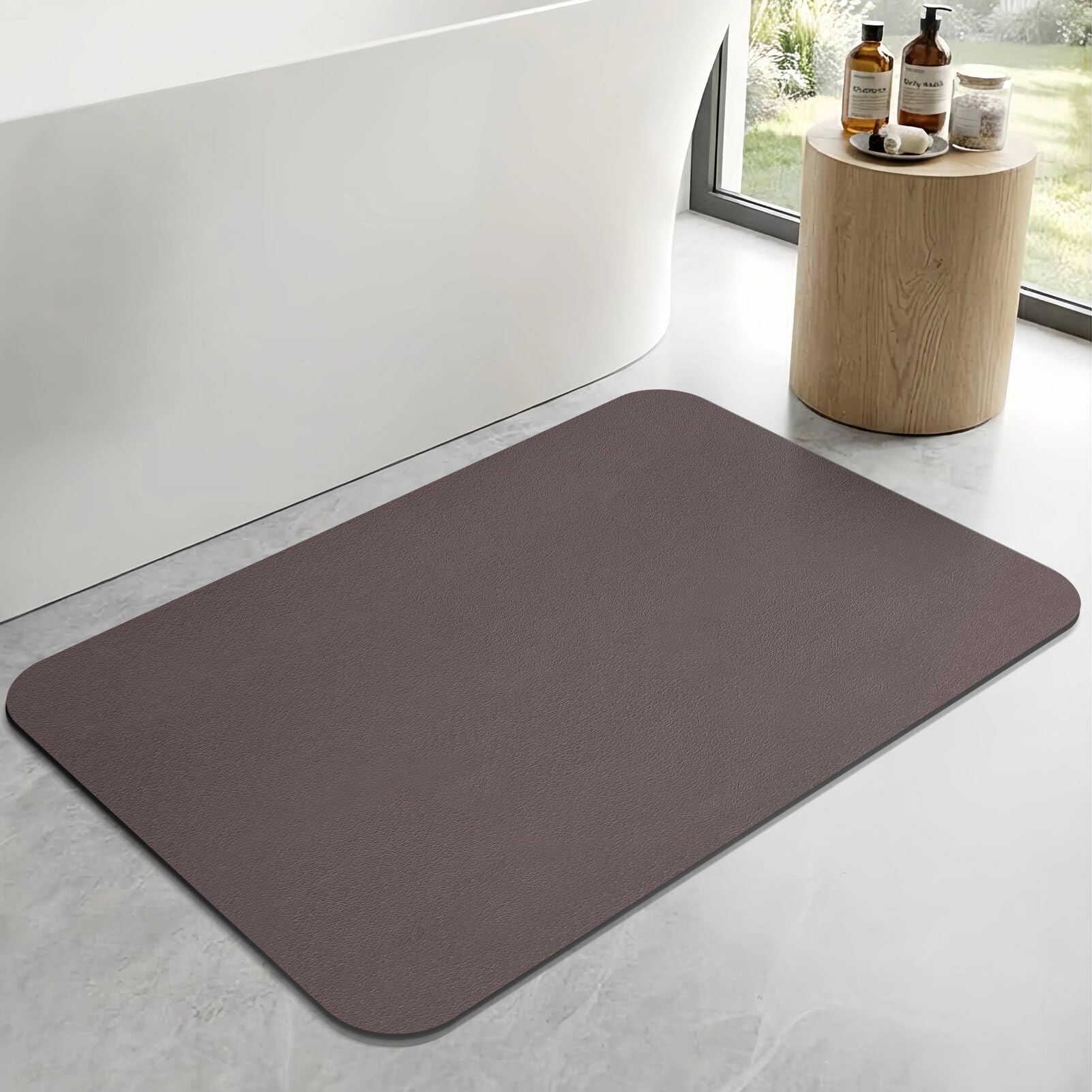 ZICRO Bath Mat Non Slip Rubber Backed Bathroom Mat,Quick Dry Absorbent Shower Mat,Diatomite Bath Mats for Bathroom Floor,Kitchen (Dark Beige, 40x60cm)