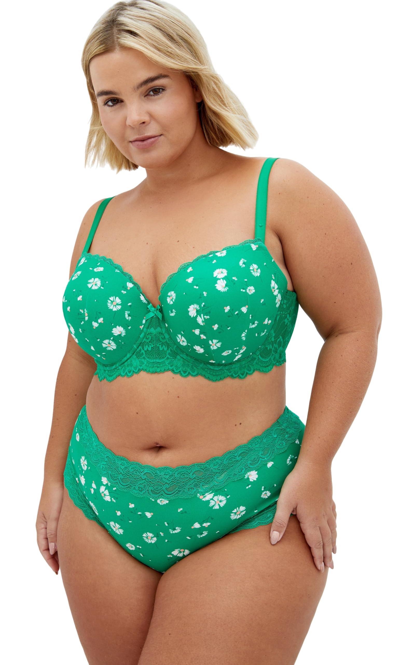 City Chic Women's Bra-Hailey Print Contour Push, Kelly Green Floral, 44B
