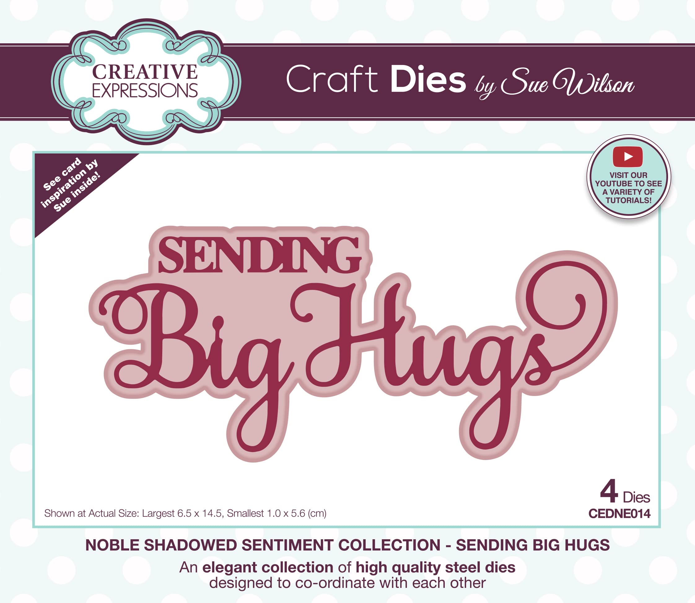 Creative Expressions Metal Sue Wilson-Noble Shadowed Sentiment-Sending Big Hugs-Craft, Largest Die 6.5 X 14.5 Cm