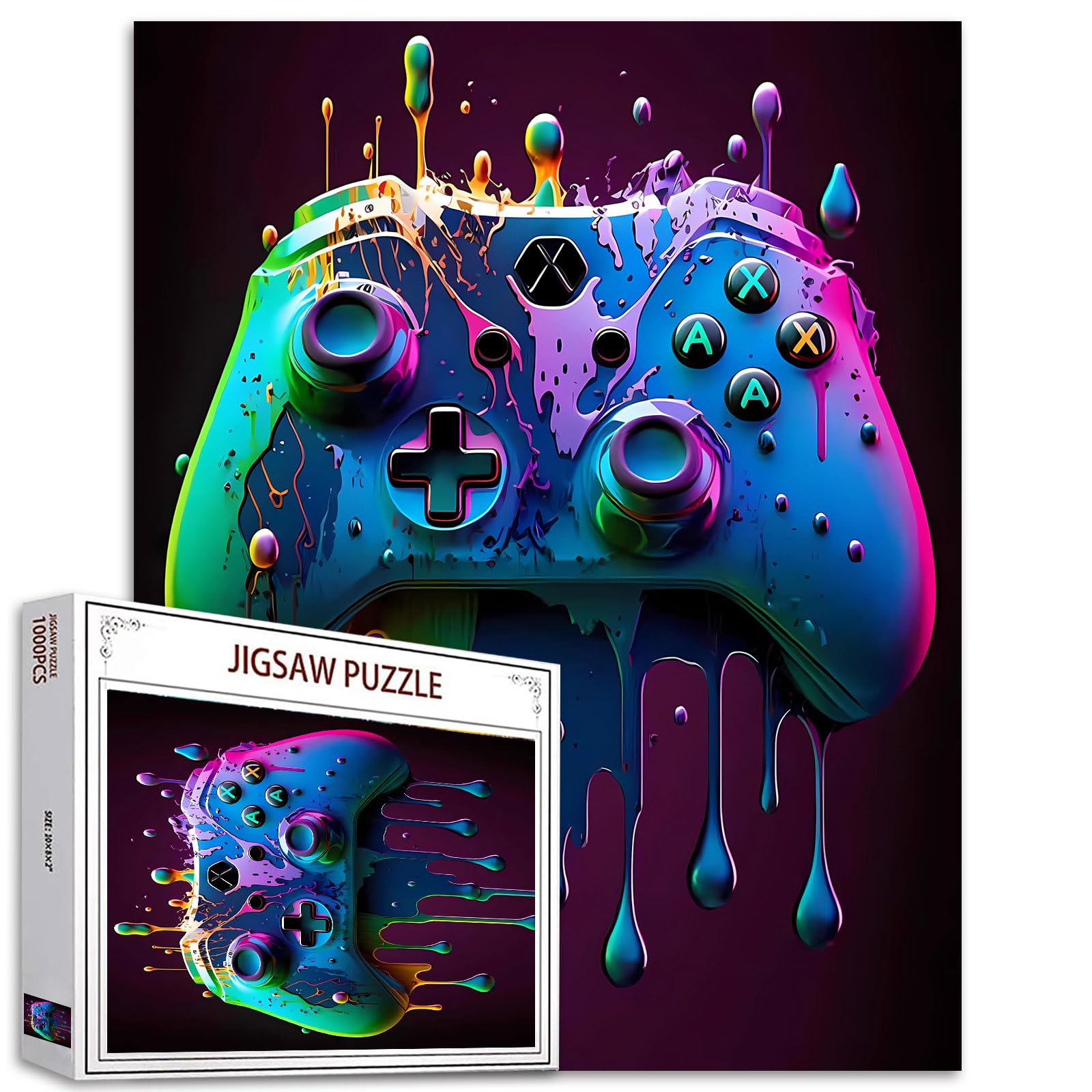 Gaming Themed Jigsaw Puzzles for Adults 1000 Pieces Video Game Watercolor Jigsaw Puzzle Art 27 x 20 Inches Colorful DIY Puzzles for Home Decoration Family Puzzle Perfect for Game Nights