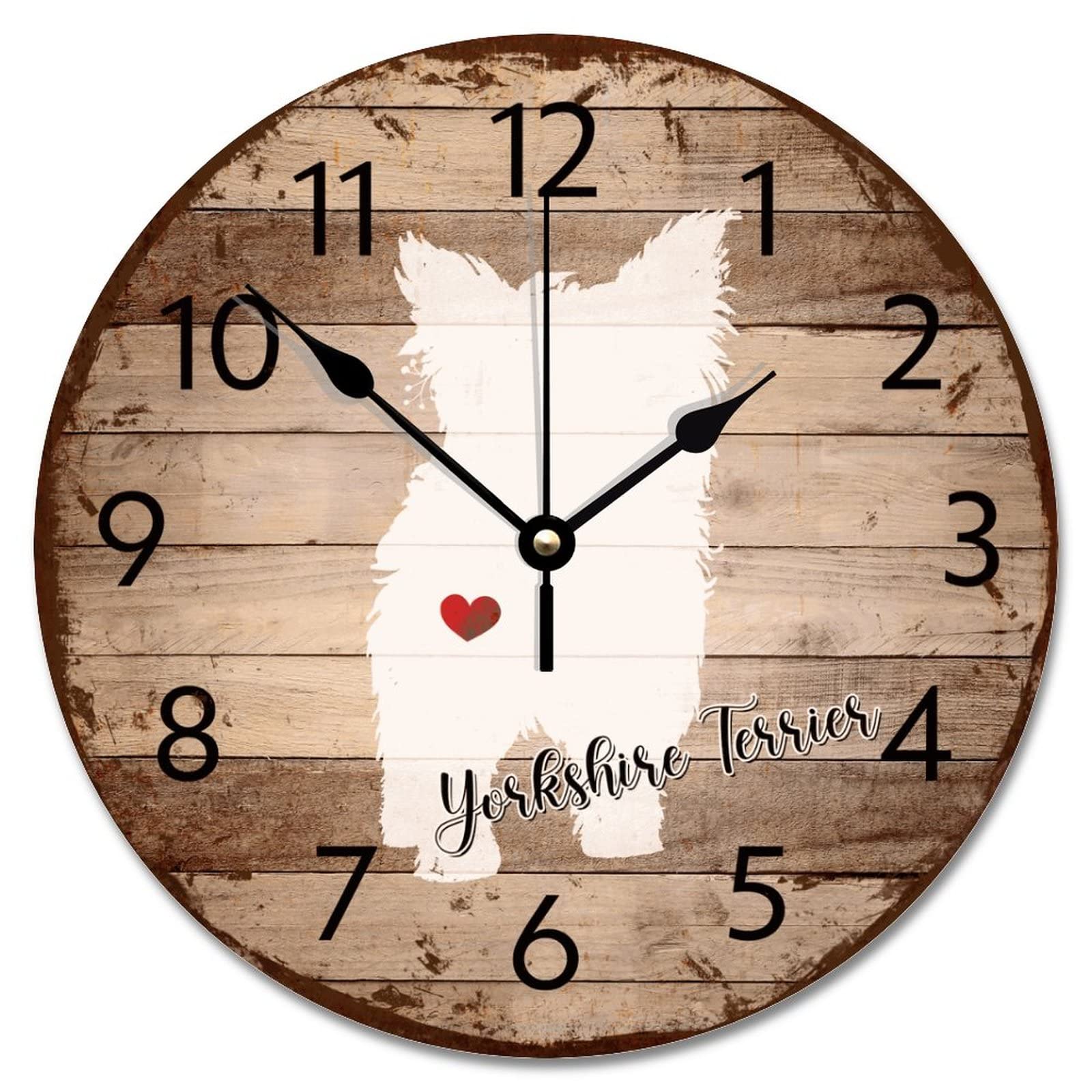 Horloge murale Yorkshire Terrier vintage pour chambre et cuisine