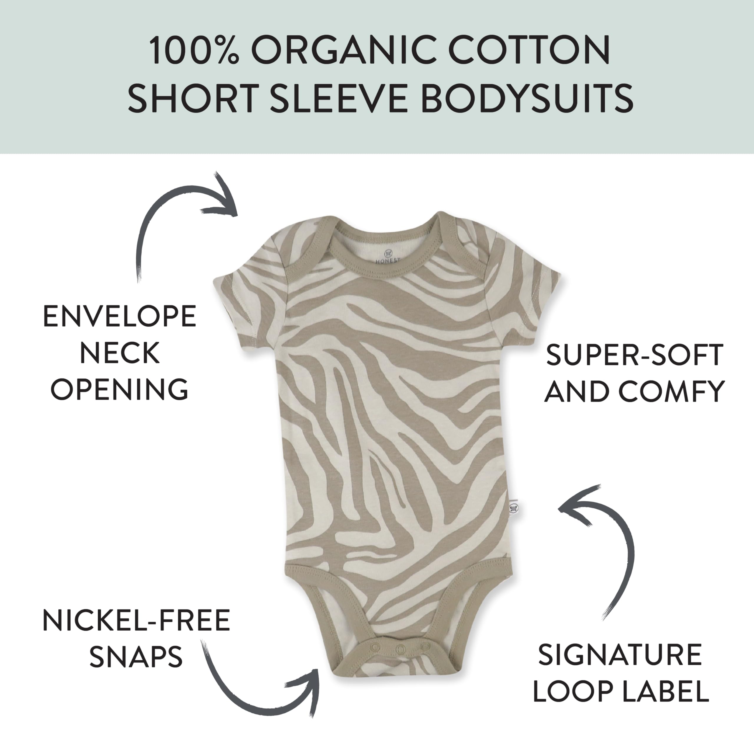 HonestBaby Pack de 5 bodis de manga corta de una pieza 100% algodón orgánico para bebés y niños unisex