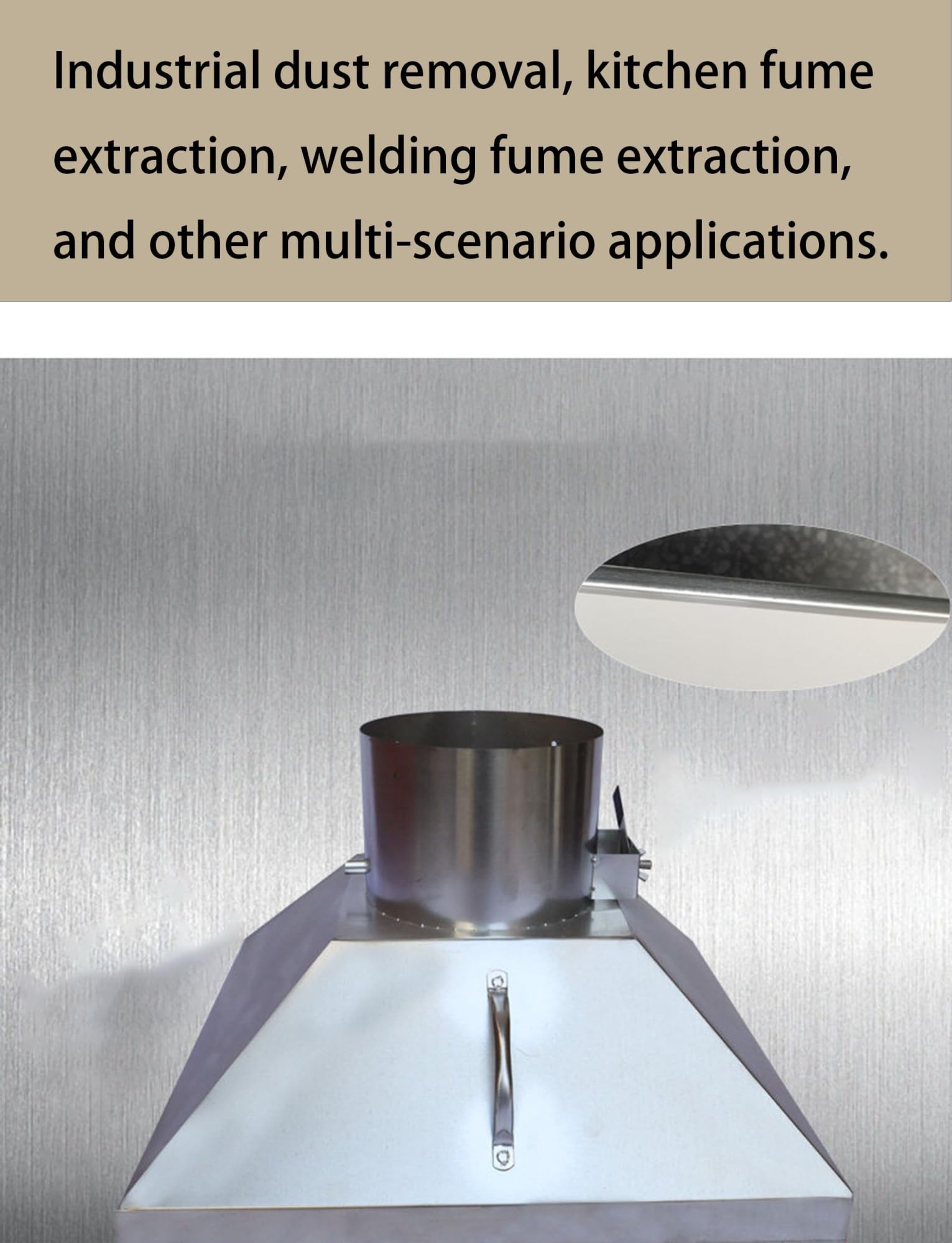 Campana de humo de acero inoxidable de grado profesional con escape de alta eficiencia para soldadura, corte láser y extracción de polvo, fácil de instalar y personalizable