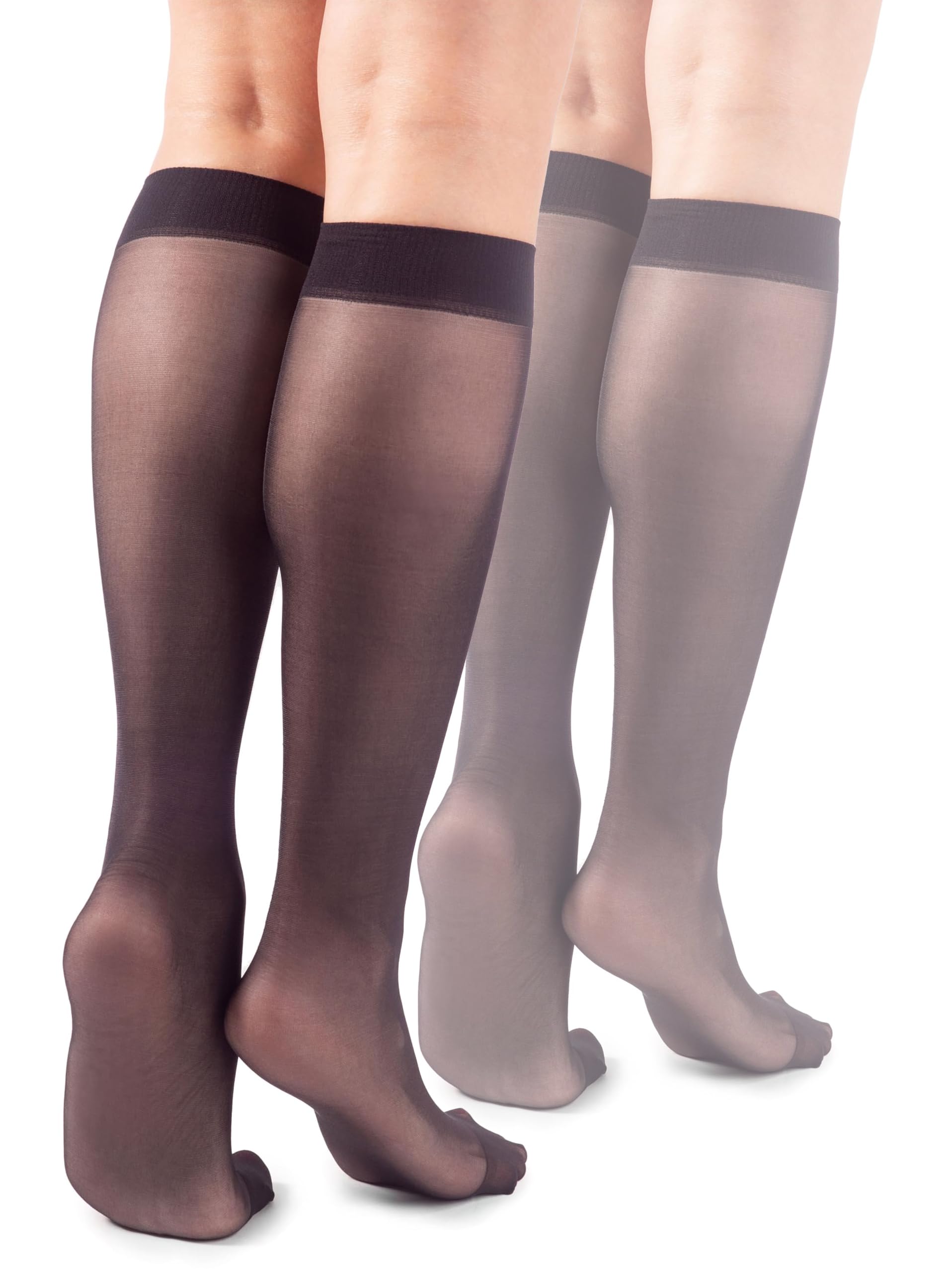 Lores Women's Fumo Basic Knee High Socks 15 Den High Pop Matt Semi-Sheer Tights 2 Pairs Natalie,