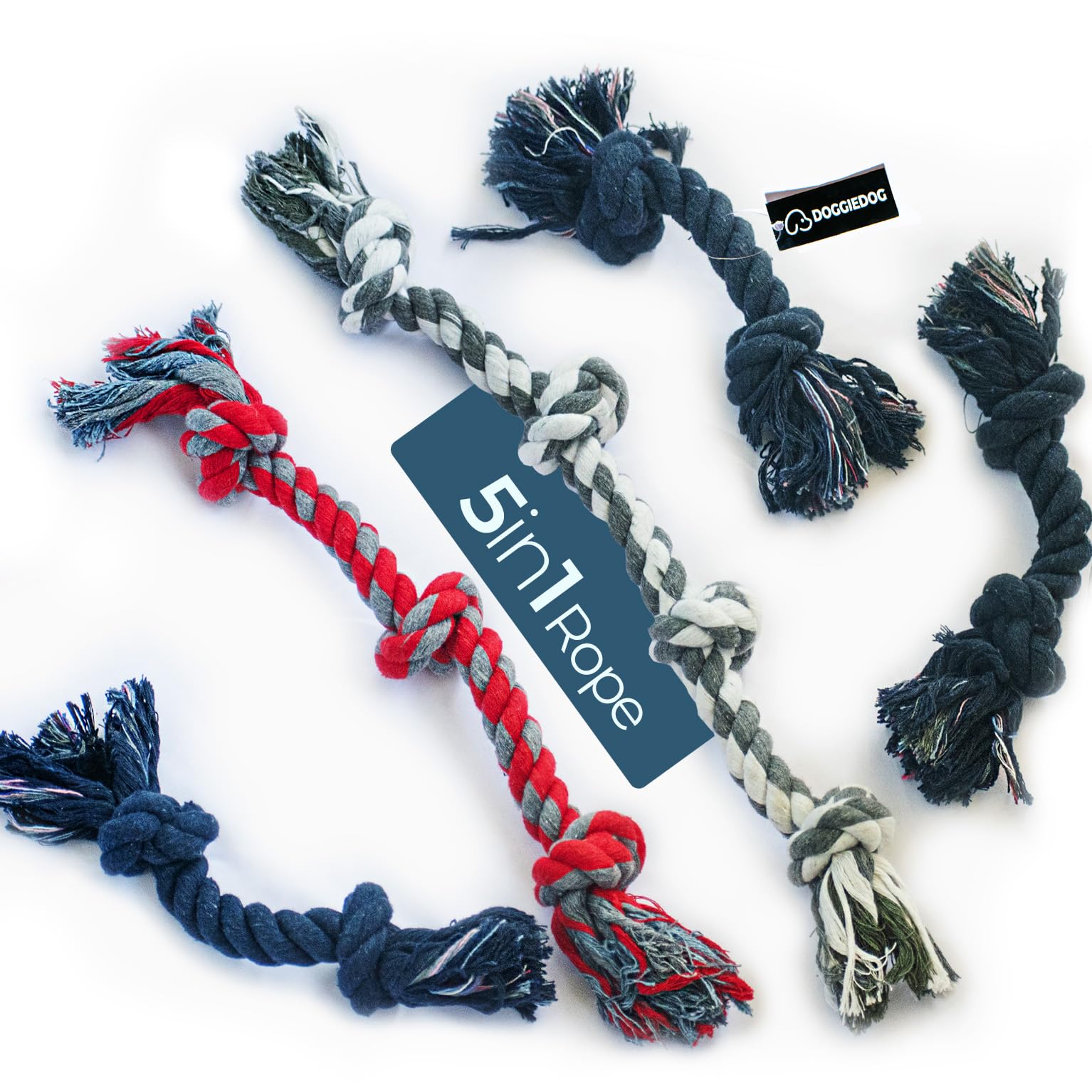 DOGGIE DOG Attractive Dog Rope Toys for Teething & Puppy Accessories Toy for pet for Large, Small & All Puppies. Best for German Shepherd, Beagle, Labrador, Interactive tug Combo(5 Rope) (B0CDV8R5YZ) Amazon Price History, Amazon Price Tracker
