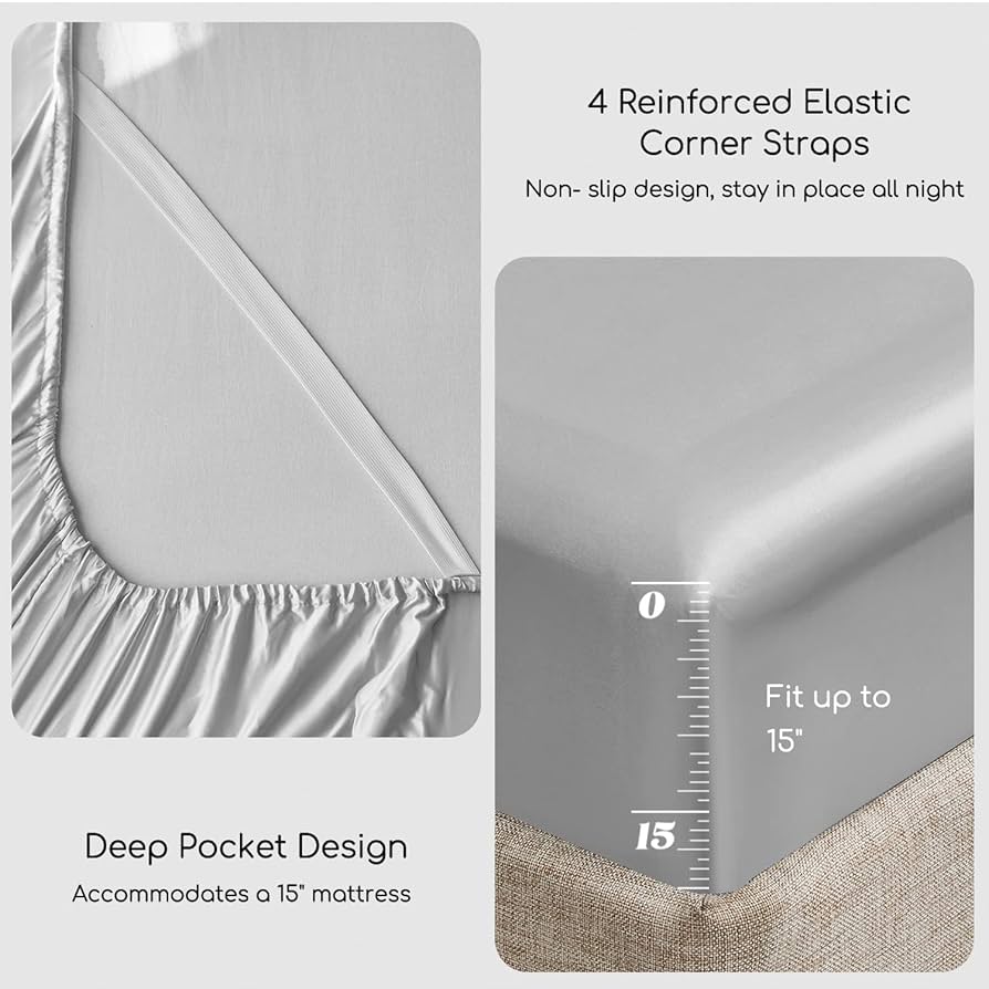 サテンベッドシーツセット 4ピース クイーンサイズ シルキー 寝具セット Amazon｜MR&HM サテンベッドシーツ、クイーンサイズシーツセット