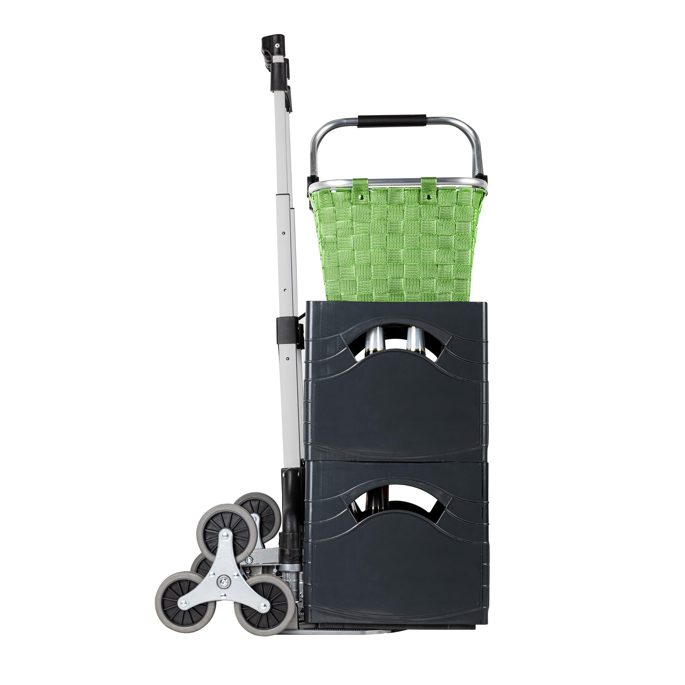 Aluminium Treppen Sackkarre klappbar mit Spanngurt - 100 x 47 cm - Treppensteiger 2-stufig verstellbar mit Gummirädern - Staplerkarre Transportkarre mit Teleskopgriff Tragkraft 70kg