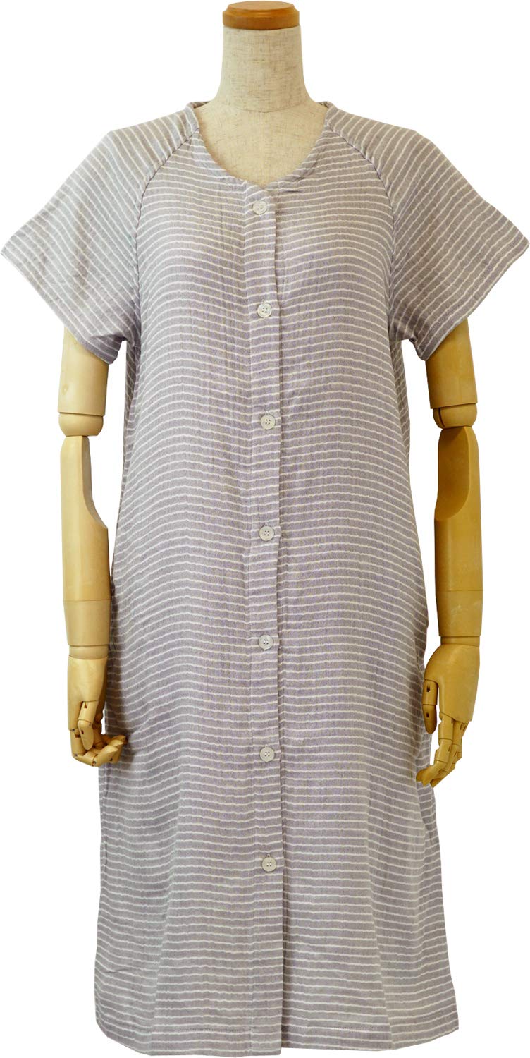 マシュマロガーゼ レディスボーダーワンピース マシュマロガーゼ ボーダーワンピース ライトグレイ | UCHINO