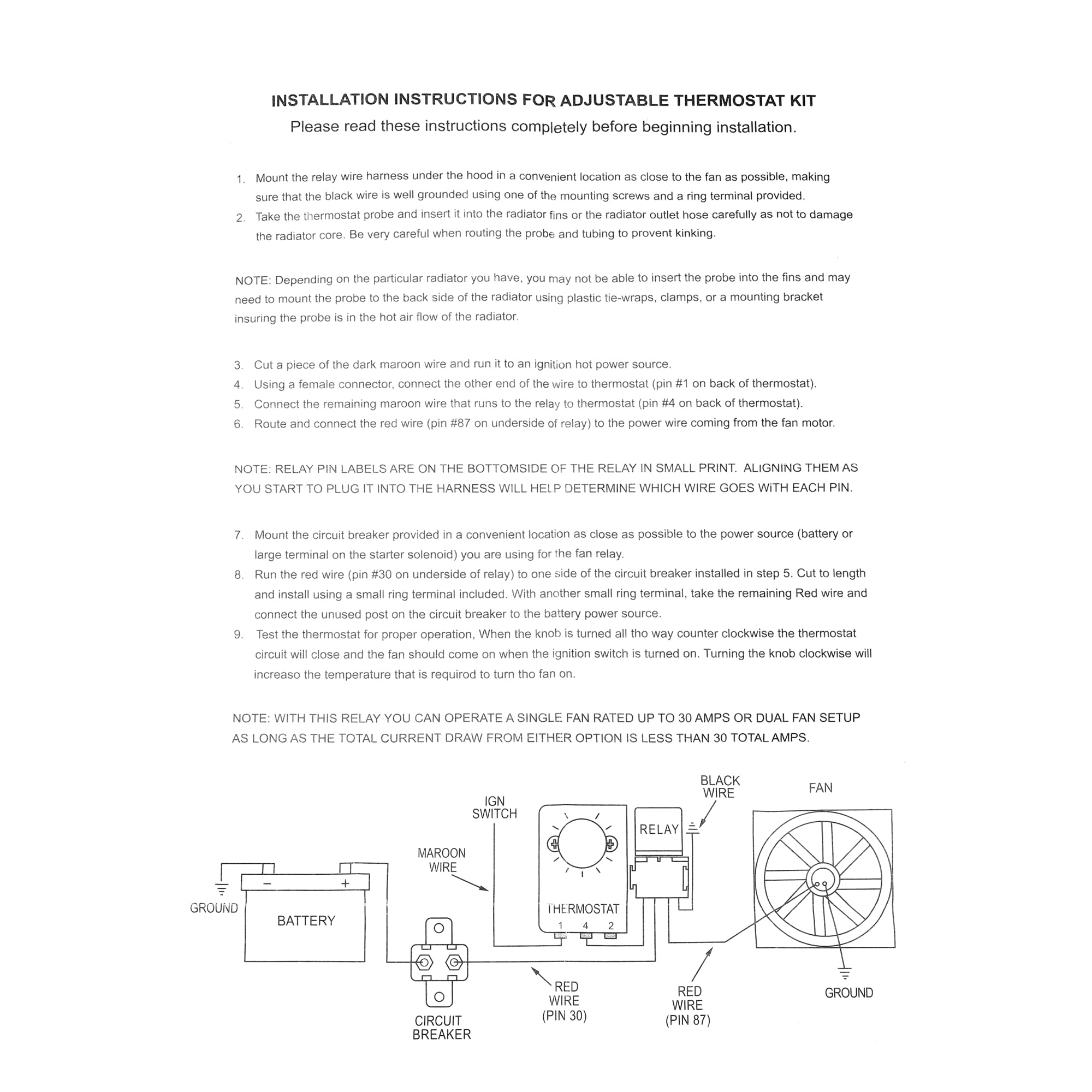 X AUTOHAUX Kit de relé de cableado para ventilador de radiador eléctrico de 12 V