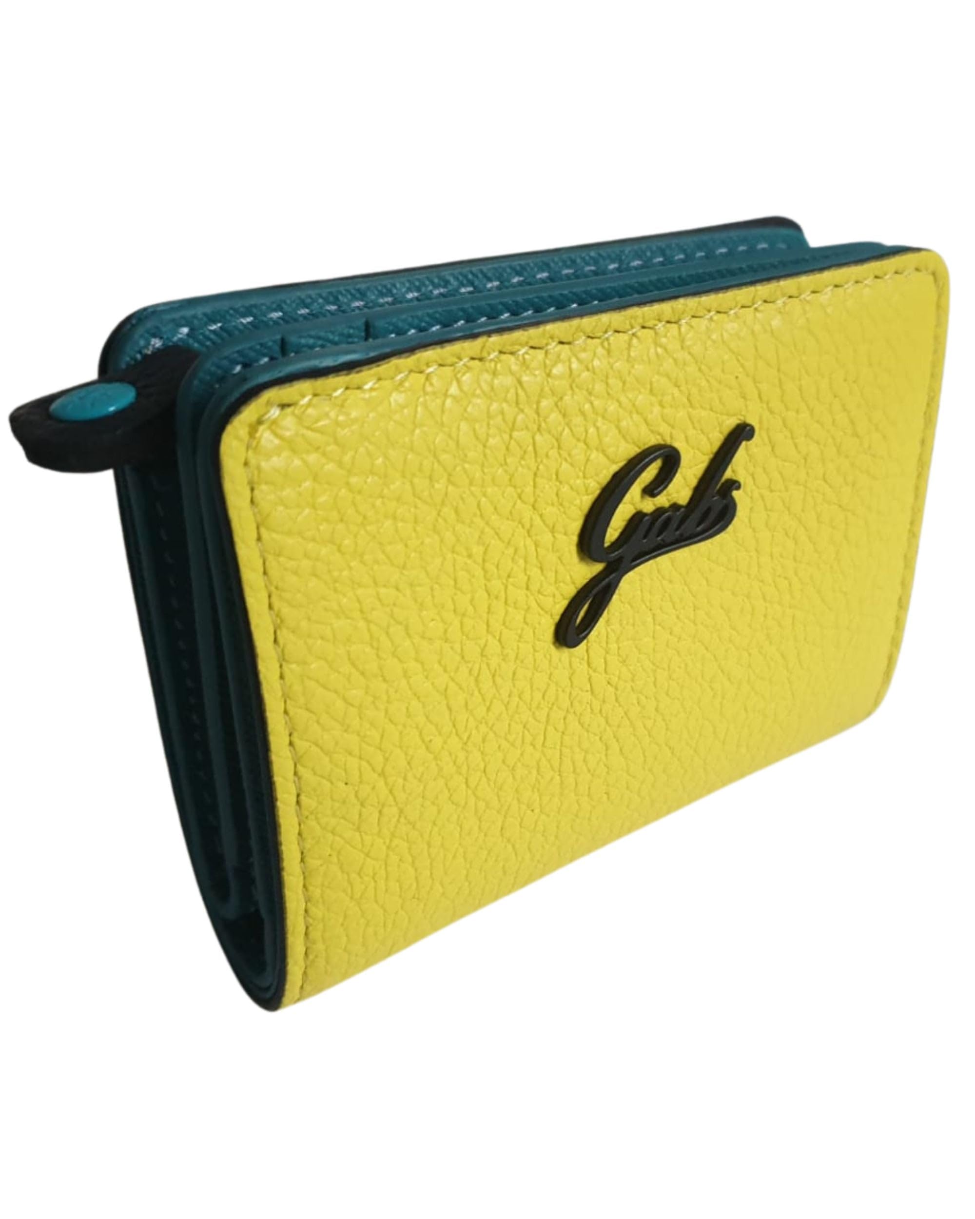 GABS Portafoglio Donna GMONEY53 RUGA BLACK Giallo fluo portamonete zip carte phone