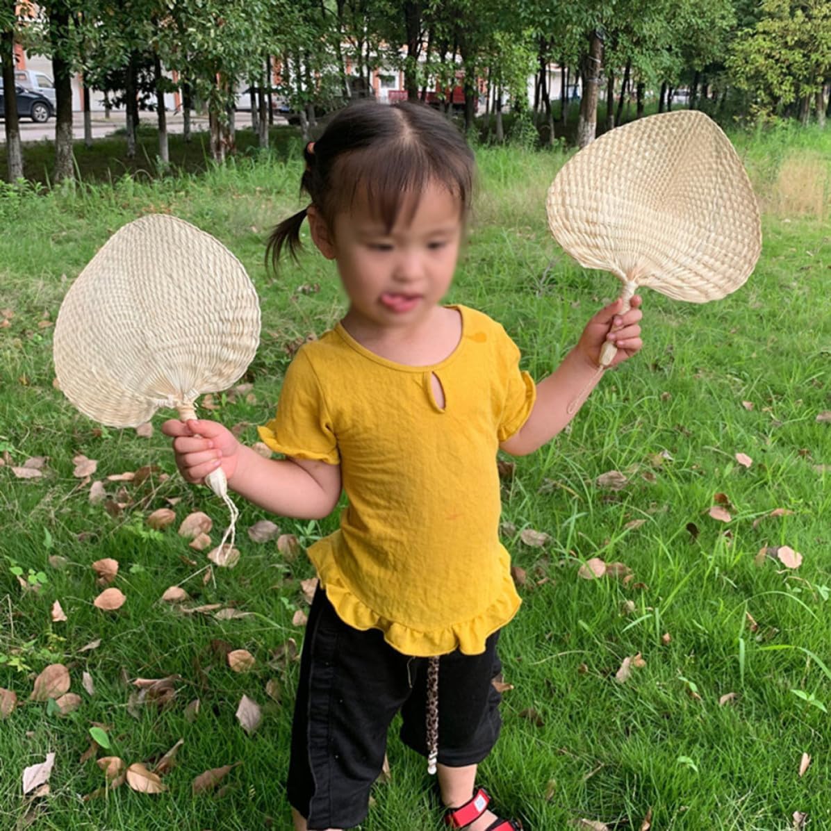 Hand Fan Small Handheld Fan for Glass Portable and Heart Shaped for Hot Summer Days Outings