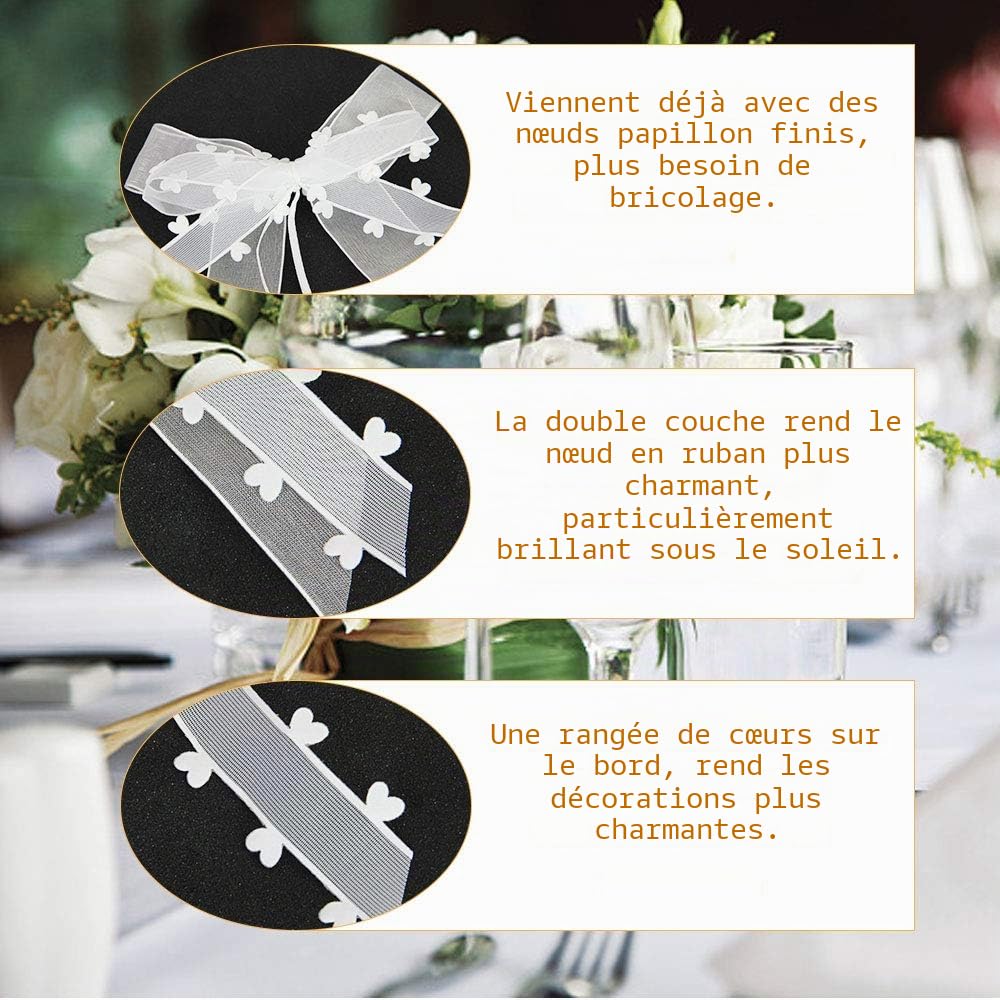 30 Pièces Noeud Voiture Mariage Blanc Décoration de Voiture de Mariage De Mariage Nœuds pour Satin Ruban Voiture Mariage pour Mariage Voiture Decoration Chaise Cadeau Wedding Crmonie Bouquet