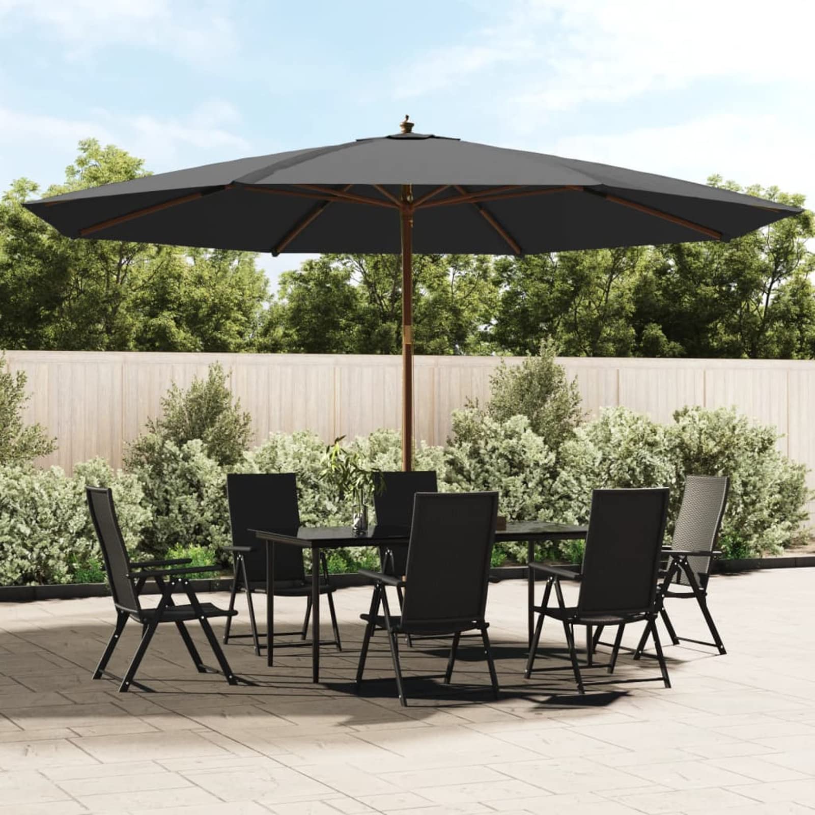 Tidyard Garden Parasol with Wooden Pole Anthracite 400x273 cm lawn, courtyard Model363177