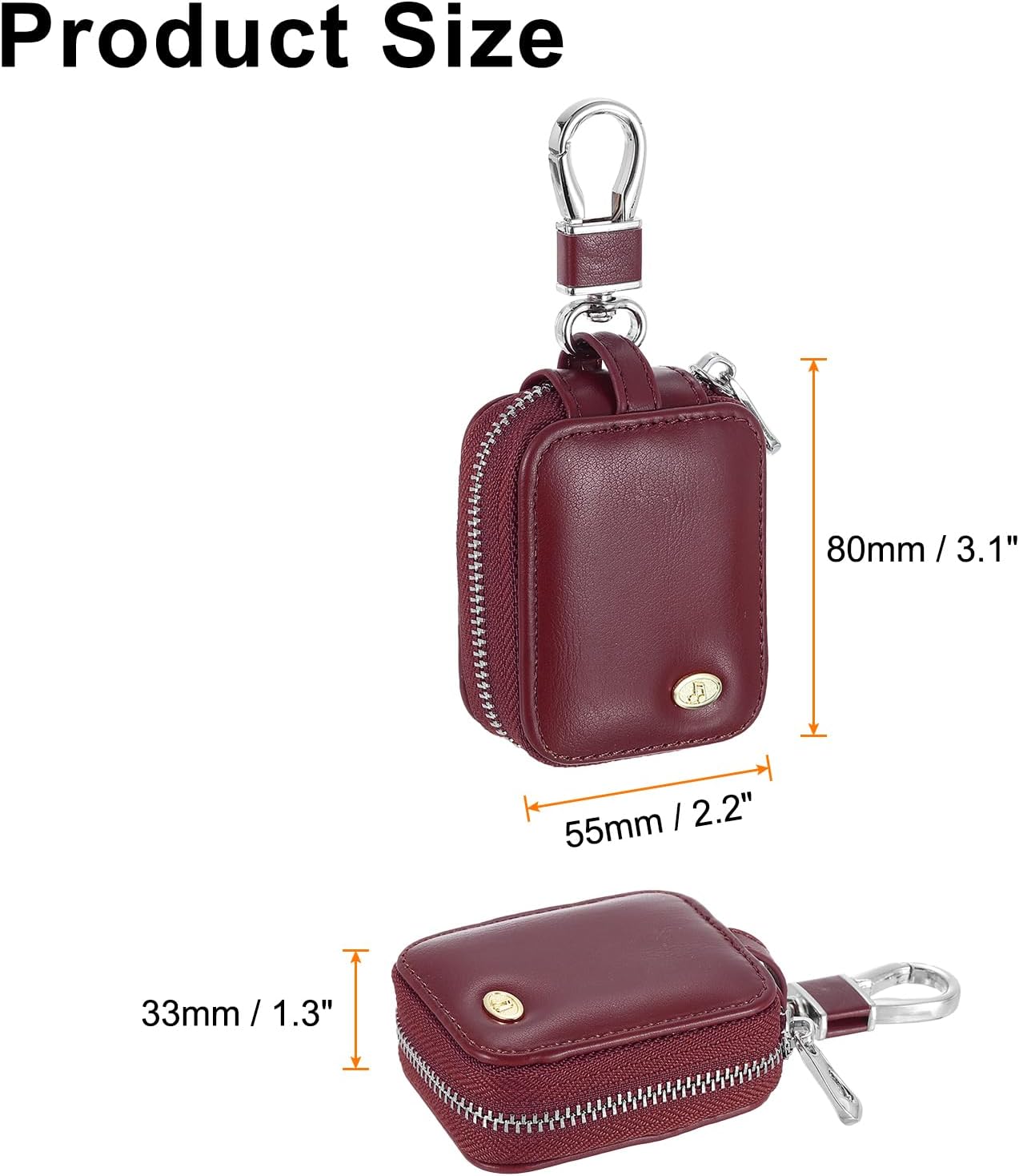 HARFINGTON Earbuds Cases, Earphone Case Holder, PU Leather Ear Buds Case Zipper Organizer Small with Mesh Pocket for USB Cable, Wireless Wired Earphones, Burgundy - Image 2