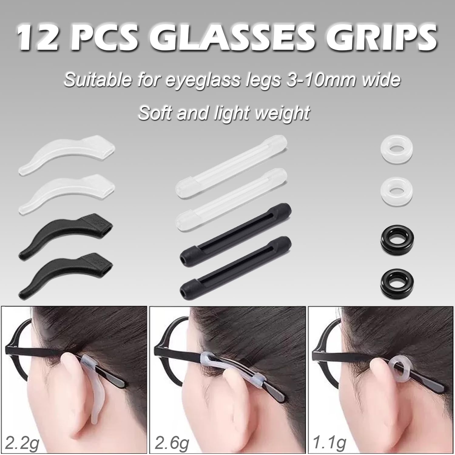 YINVA Brillenband, Sonnenbrillenband für Herren, Damen, Kinder, Brillen-Umhängeband, Brillenhalter um den Hals mit Brillen-Ohrgreifern, Ohrpolster, Griff-Zubehör-Set (16 Stück)